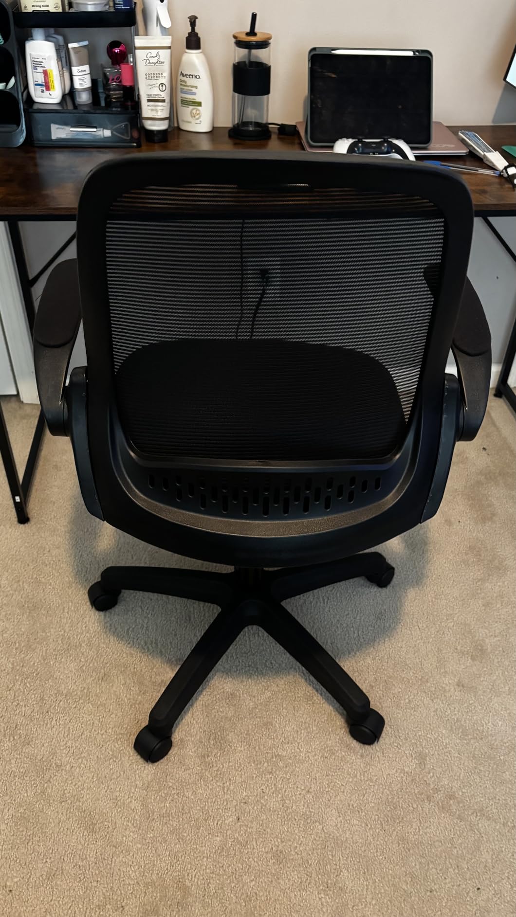 NEO CHAIR Office Desk Gaming Ergonomic Computer Chair with Lumbar Back Support Adjustable Height Swivel Rolling Wheels Flip-up Arms Mesh Chair for Home Vanity (Black) customer photo 1