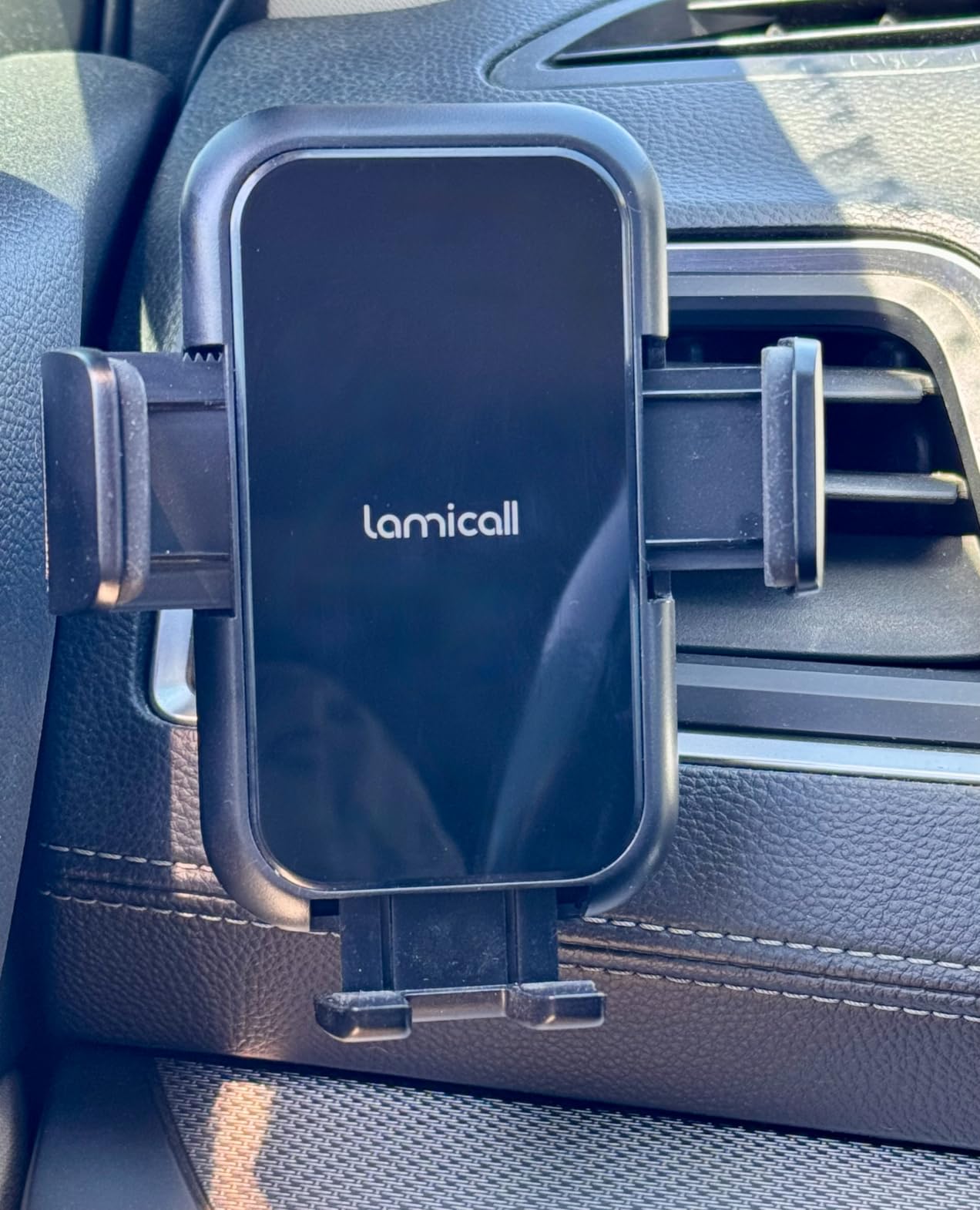 Lamicall 2026 Wider Clamp & Metal Hook Car Phone Holder Vent, Thick Cases Friendly, Phone Holders for Your Car Mount, Automobile Hands Free Accessories for iPhone 16 15 14 13 Pro Max customer photo 1