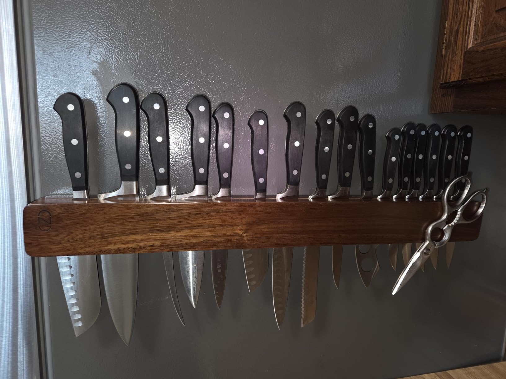 Premium 24 inch Magnetic Knife Holder for Wall with 2x Storage & Charming Wood - Knife Magnetic Strip, Under Cabinet Magnet Knives Storage - Magnet Strip Rack Kitchen Utensil Holder Organizer Tool customer photo 1