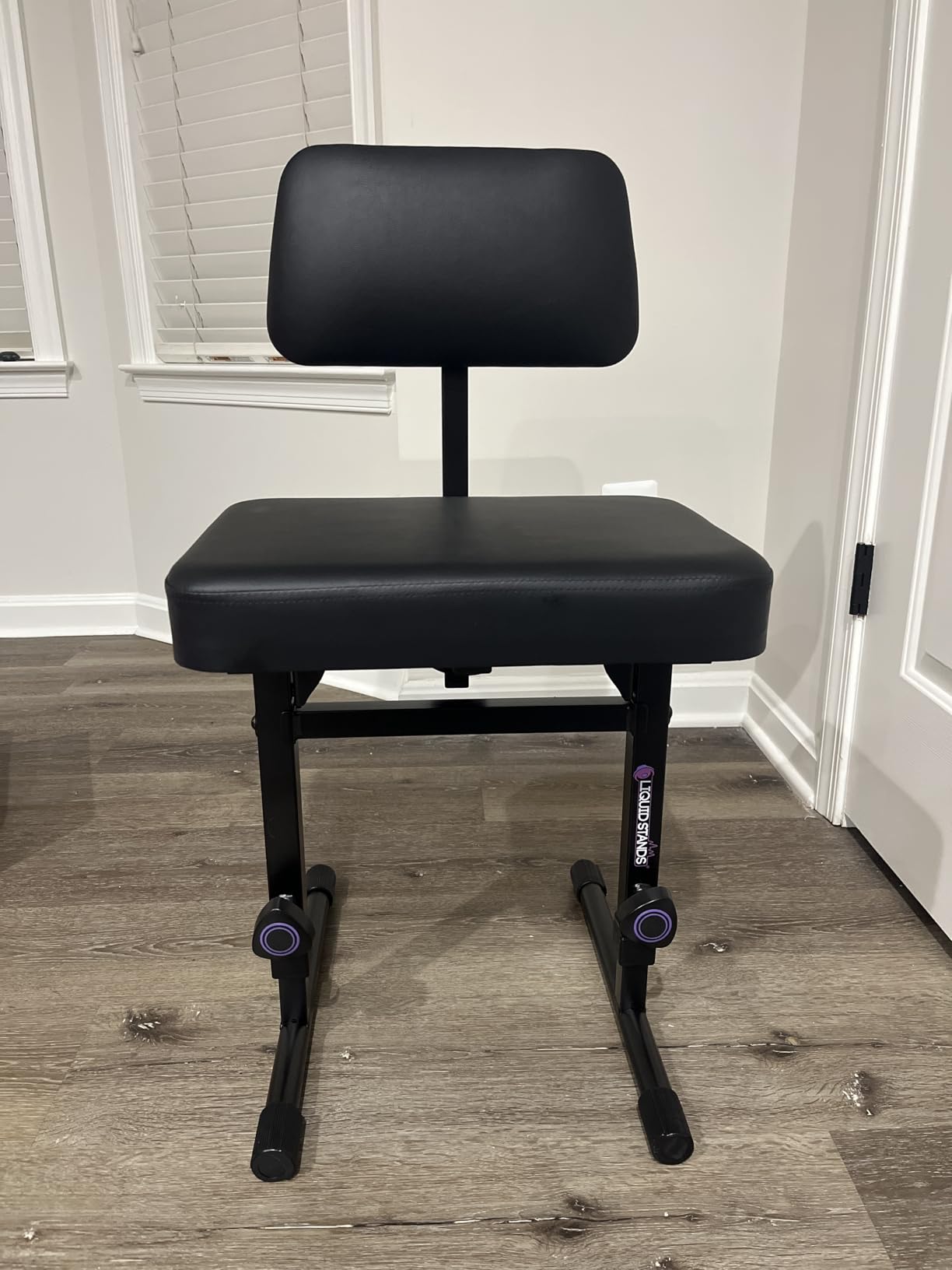 Liquid Stands Piano Bench Adjustable Stool - Music Keyboard Bench with Backrest Seat for Piano Keyboard Stand with Black Padded Cushion customer photo 1