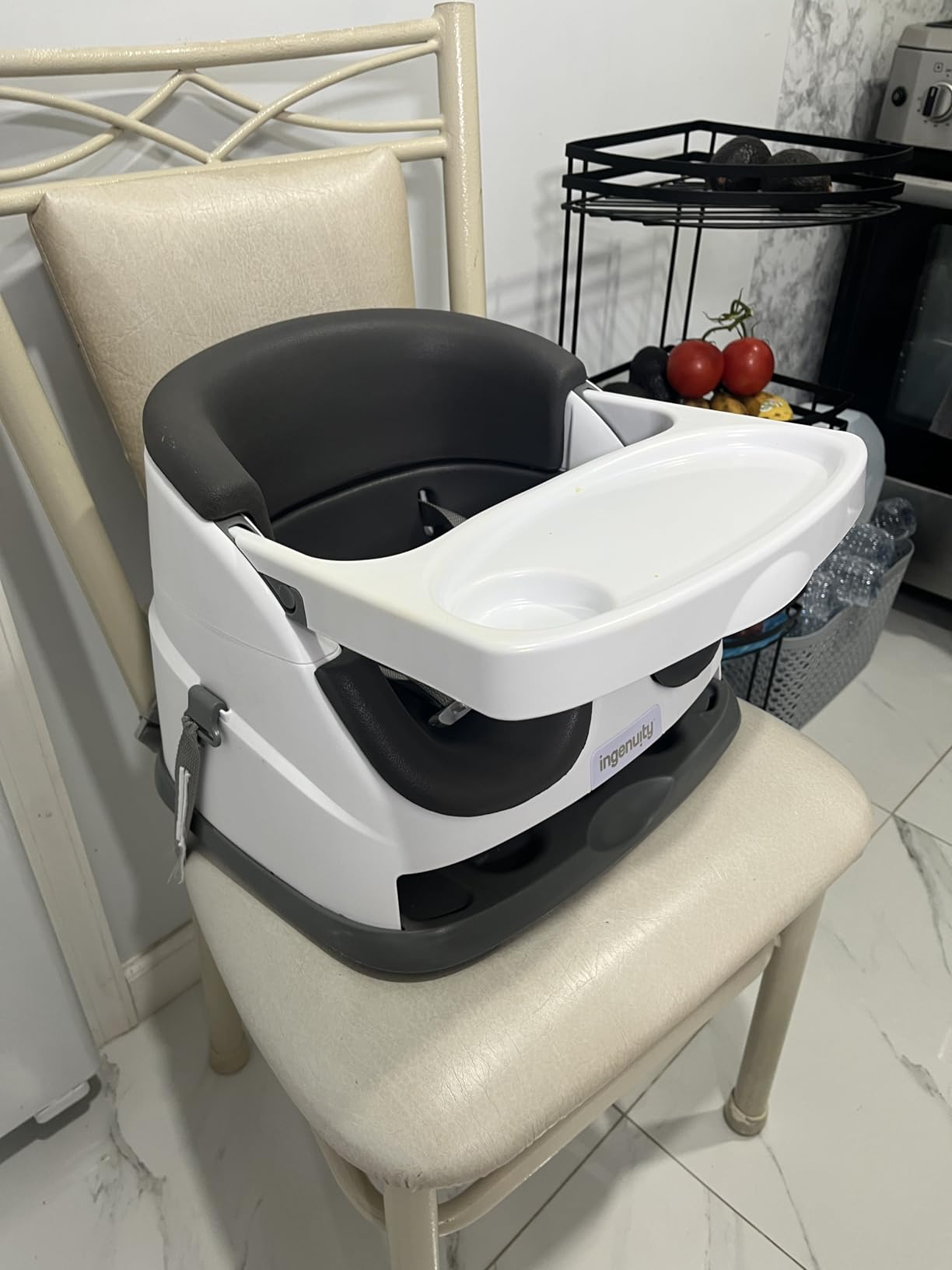 Ingenuity Baby Base 2-in-1 Booster Feeding and Floor Seat with Self-Storing Tray - Mist customer photo 2