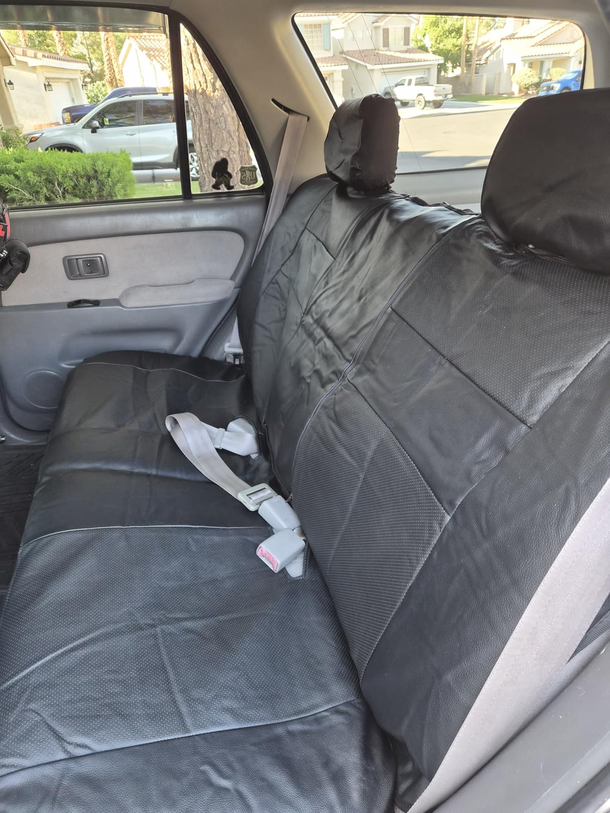 CAR PASS Leather Seat Covers Full Set Universal Water Resistant 3D Foam Back Support, Luxury Comfort Automotive 5 Seat Covers All Season Fit for SUV, Sedan, Van, Airbag Compatible Elegance (Pure Black) customer photo 1