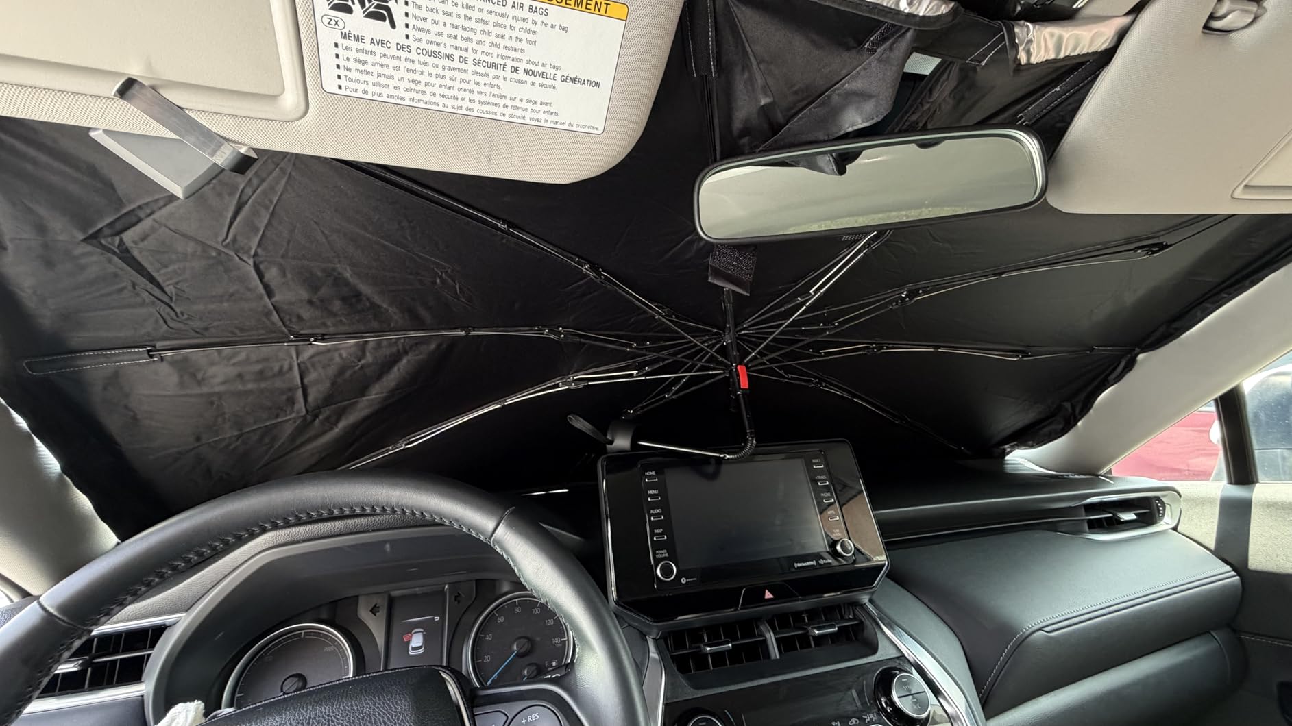 Lamicall Car Windshield Sunshade Umbrella - Foldable Car Windshield Sun Shade Cover, 5 Layers UV Block Coating, 52