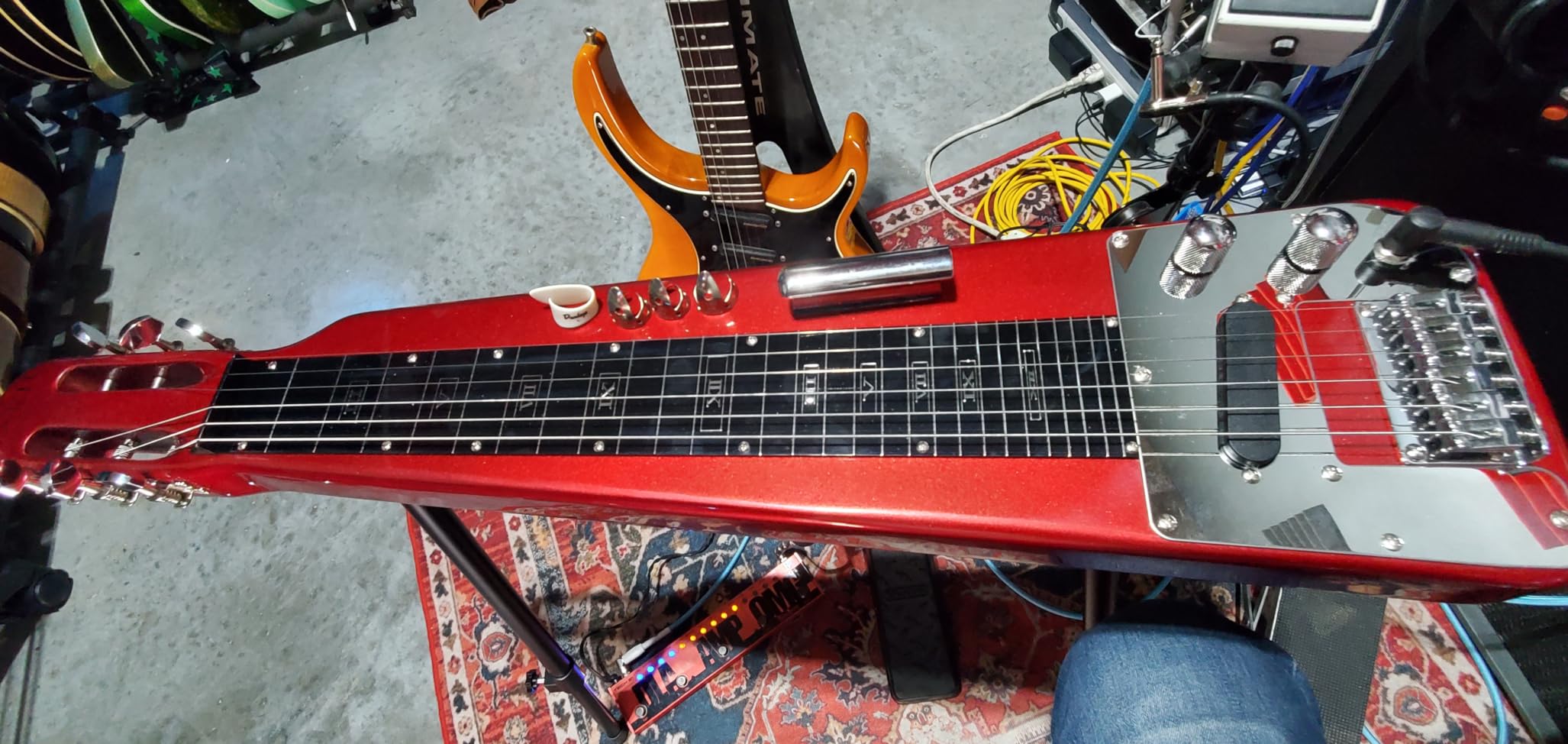 TARIO Lap Steel Guitar 6 String Slotted Head Stock Electric Slide Guitars With Gig bag (Black) customer photo 1