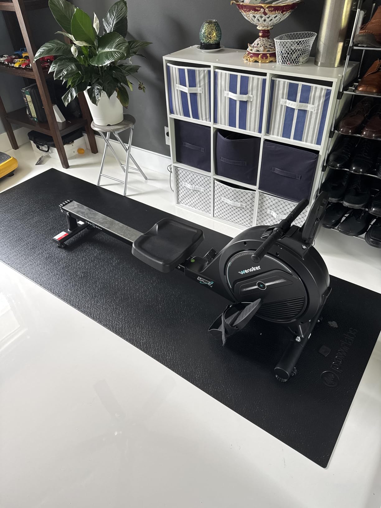 Powr Labs Rowing Machine Mat, Treadmill Mat for Carpet & Hardwood Floors - Rower Mat for Hydrow, Concept 2, Peloton Rower, Exercise Equipment, Gym Equipment customer photo 1