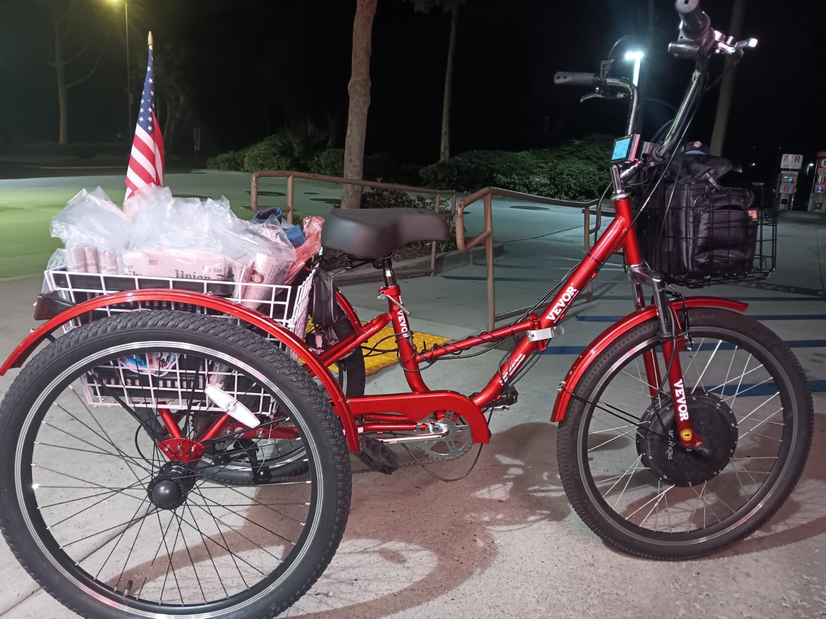 VEVOR Folding Adult Tricycle, 3 Wheel Cruiser Bike with Large Basket & Adjustable Seat customer photo 1