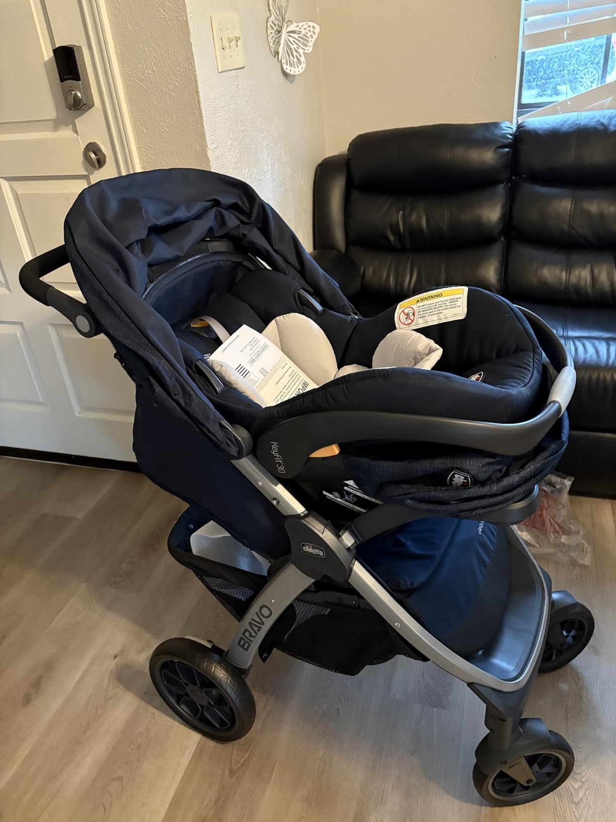 Chicco Bravo 3-in-1 Trio Travel System, Bravo Quick-Fold Stroller with KeyFit 30 Infant Car Seat and Base, Car Seat and Stroller Combo, Parker customer photo 1