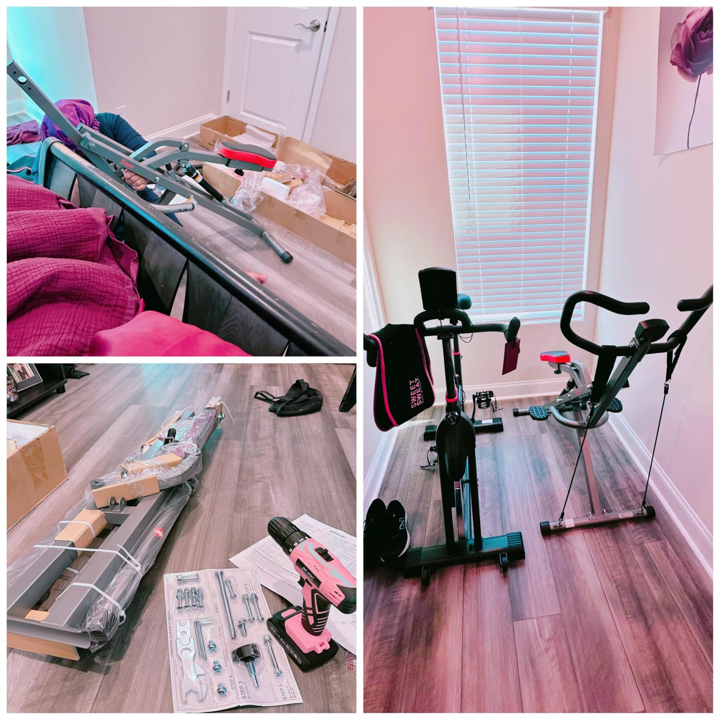 Sunny Health & Fitness Row-N-Ride PRO, Full Body Combo Squat Machine w/Optional Resistance Band, Easy Setup Ab Workout Equipment for Home customer photo 1