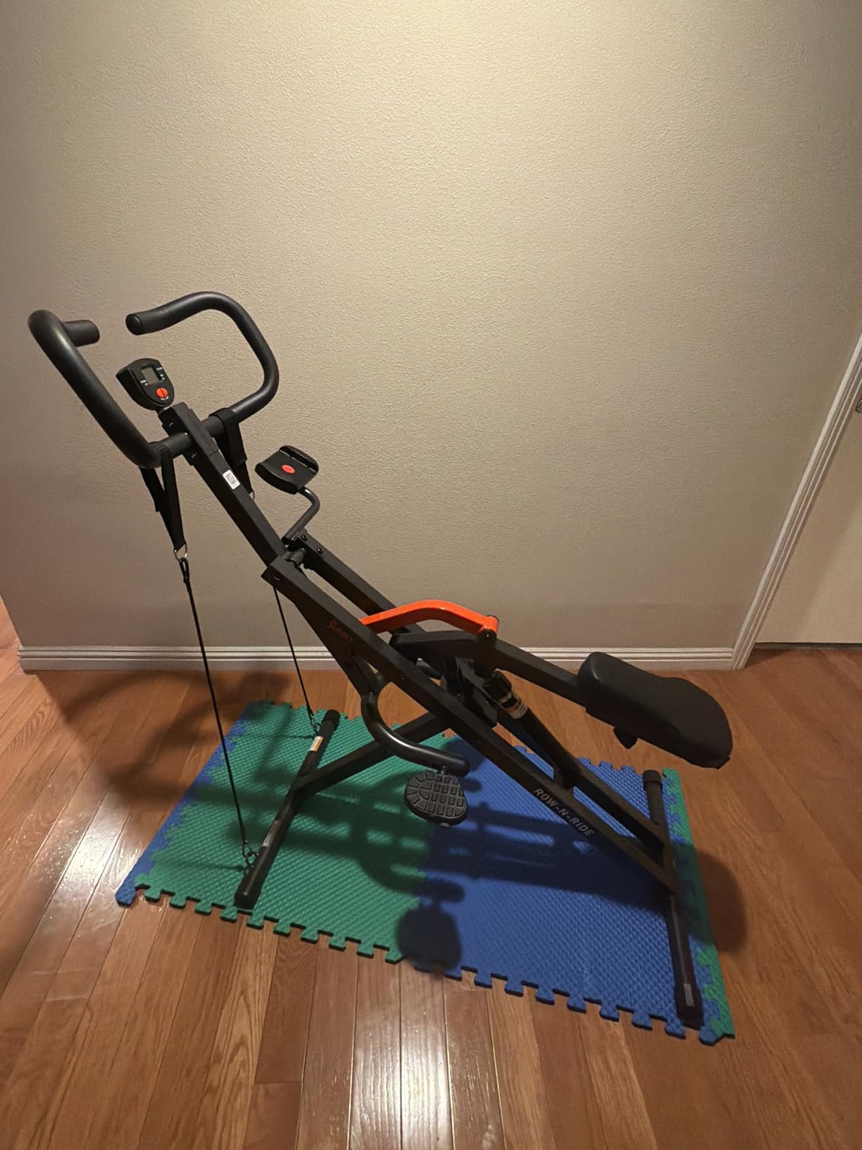 Sunny Health & Fitness Row-N-Ride PRO, Full Body Combo Squat Machine w/Optional Resistance Band, Easy Setup Ab Workout Equipment for Home customer photo 2