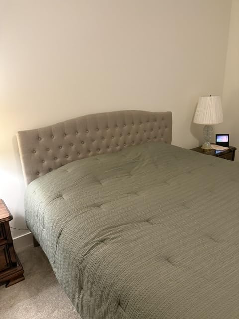 Befurtori King Headboard Only, Upholstered Headboard King Size for Adjustable Bed Linen Tufted Wall Mounted Head Board with Solid Wood Legs, Ivory customer photo 2