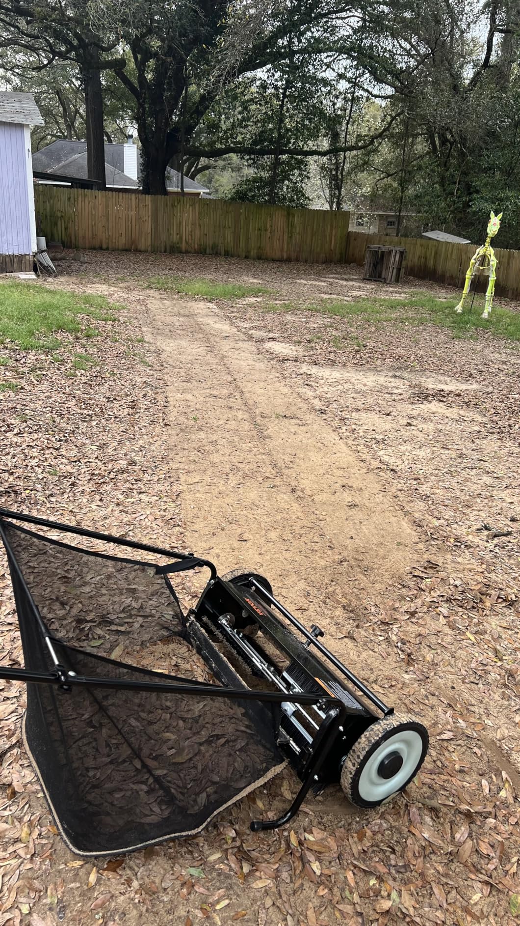 VEVOR Push Lawn Sweeper, 21inch Leaf & Grass Collector, Heavy Duty Thickened Steel Durable to Use with Large Capacity 3.5 cu. ft. Mesh Collection Hopper Bag, 2 Spinning Brushes | Adjustable Brush Height & 2 Spinning Brushes, Manual Yard Sweeper for Leaves, Grass Clippings and Lawn Debris customer photo 1
