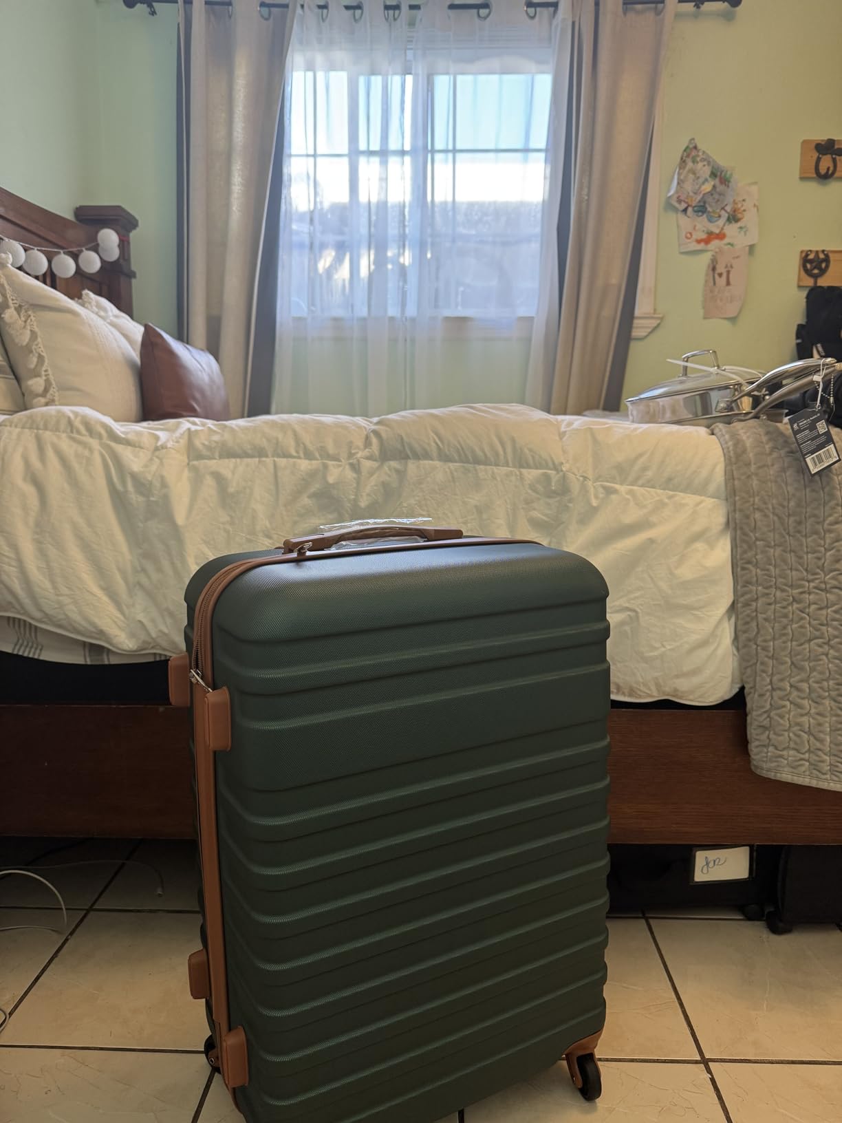 Coolife Luggage Sets Suitcase Set 3 Piece Luggage Set Carry On Hardside Luggage with TSA Lock Spinner Wheels (Dark Green, 3 piece set (DB/TB/20)) customer photo 2