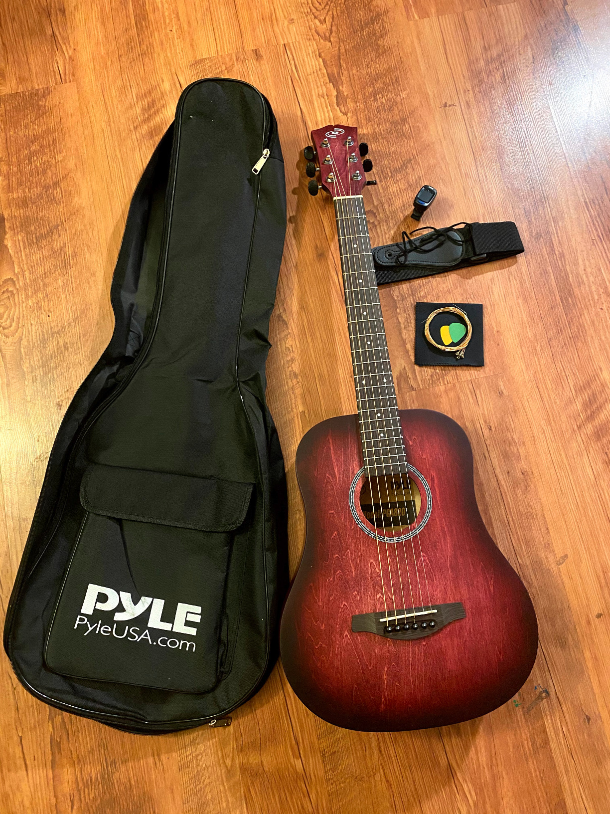 Pyle Acoustic Guitar Kit, 3/4 Junior Size All Wood Steel String Instrument for Beginner Kids, Adults, 36