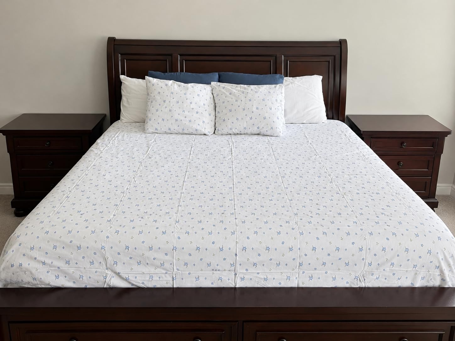 RUVANTI 100% Cotton Percale Sheets Queen Size - Crisp Cooling Bed Sheets for Hot Sleepers, Deep Pocket 16