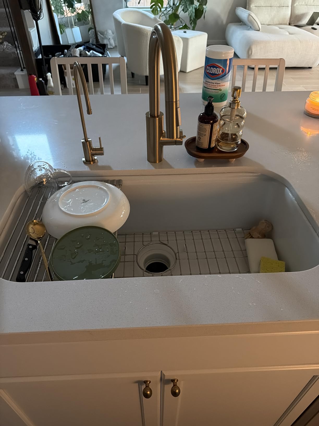 Miuara 33 x 19 Inch Undermount or Drop In Workstation Kitchen Sink White | For kitchen & Island, Fireclay large single bowl, Resistant to stain, heat, chipping & scratch customer photo 2