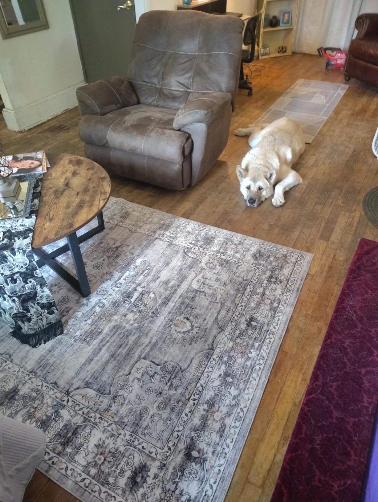YARNSCAPE Vintage 5' x 7' Washable Area Rug - Stylish Indoor Rug for Living, Dining or Bedroom - Lightweight Carpet with Non-Slip Backing - Foldable for Easy Placement and Maintenance - Grey customer photo 2