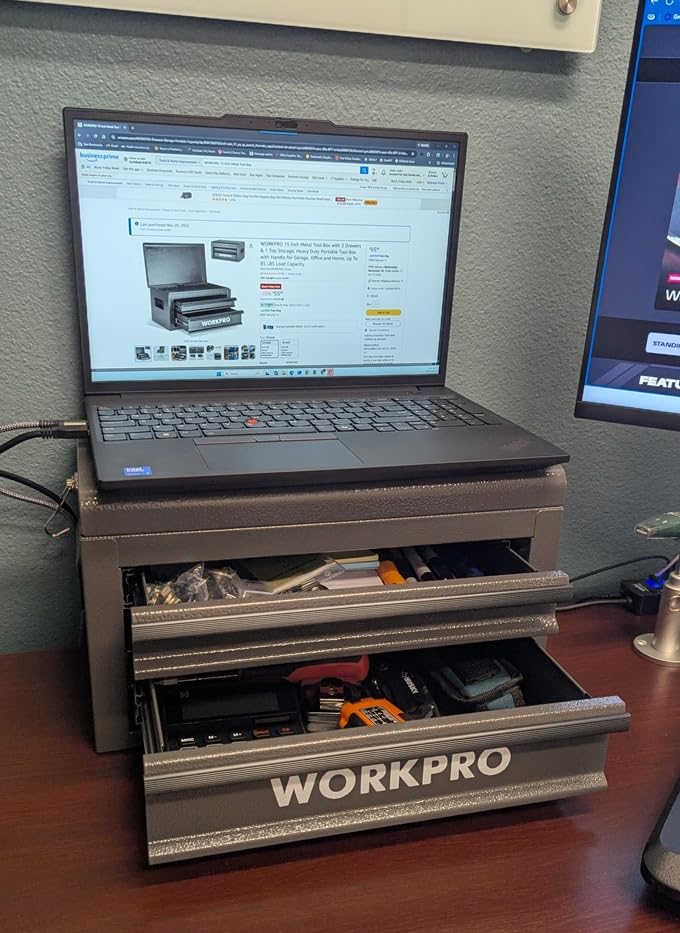 WORKPRO Tool Box with Drawers, 18 Inch with 2 Drawers and 1 Top Storage, Portable Toolbox with Metal Latch and Liner for Garage, Office and Home Storage customer photo 1