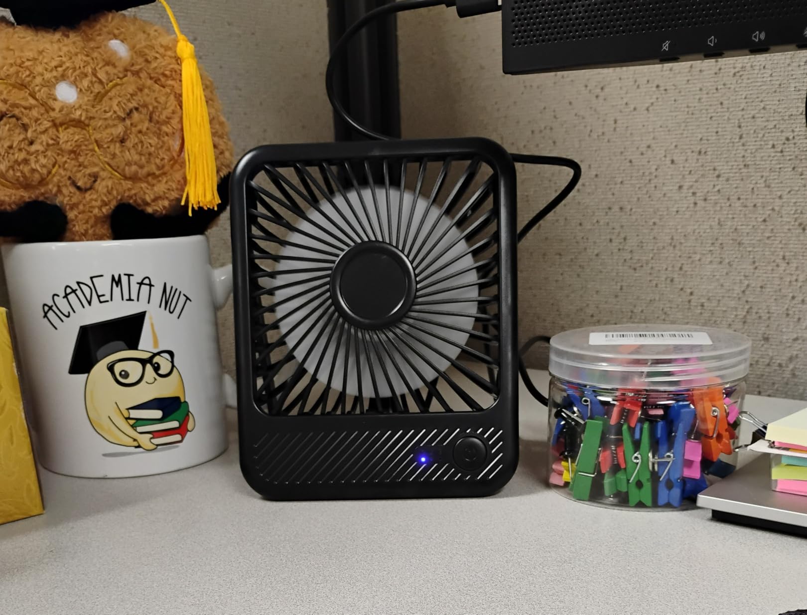 Koonie USB Desk Fan, Strong Wind Ultra Quiet Small Personal Fan with 180 Degree Tilt Folding and 3 Speeds Adjustable, USB-C Corded Powered Mini USB Fan for Office Desktop Bedroom, NO BATTERY customer photo 2
