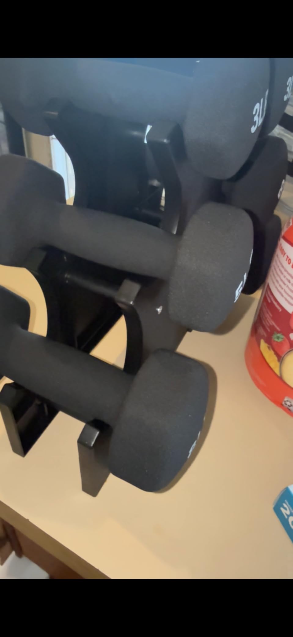 BalanceFrom Neoprene Coated Iron Dumbbell Hex Weights Set with Stand - Color-Coded Options with Non-Slip Grip for Strength Training and Home Gym Fitness customer photo 1