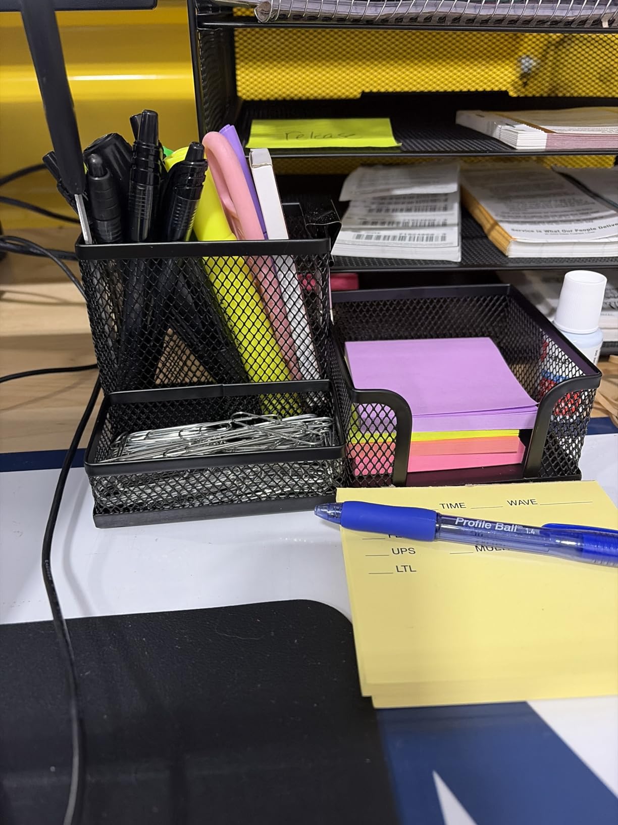 M&G Mesh Pen Holder Desk Organizers Pencil Holder for Desk Black, 3 Compartments Metal Office Supply Organizer customer photo 2