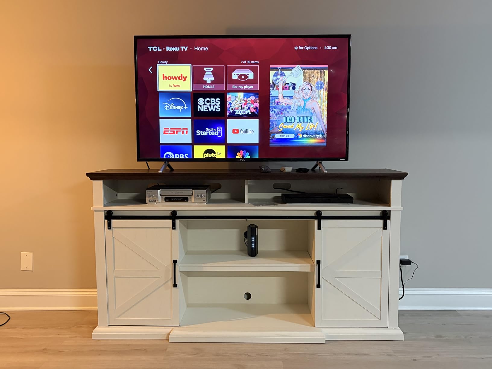 Farmhouse TV Stand for 80 Inch TVs, 37.4