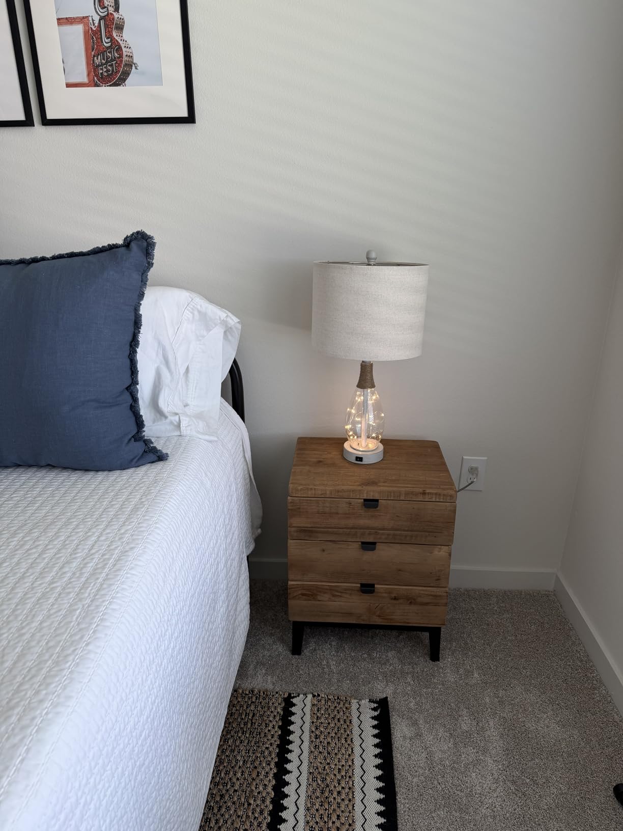 Wnutrees Farmhouse Nightstand Wood Bedside Table with 3-Drawers Bedside End Tables Storage for Living Room, Hallway, Handmade Distressed, Natural, Set of 2 customer photo 2