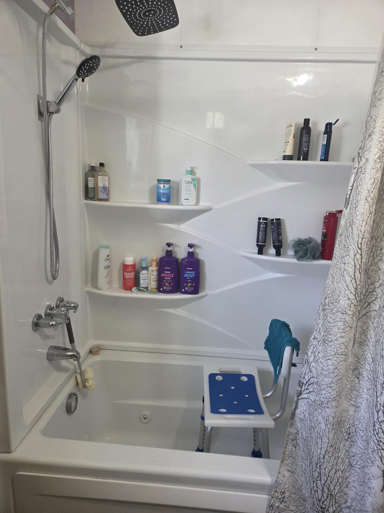 HOMLAND Shower Chair for Inside Shower with Removable Back, 400 lbs Heavy Duty Bath Seat for Bathtub, Safety Bath Stool for Seniors and Disabled, Aluminum Alloy Frame customer photo 1