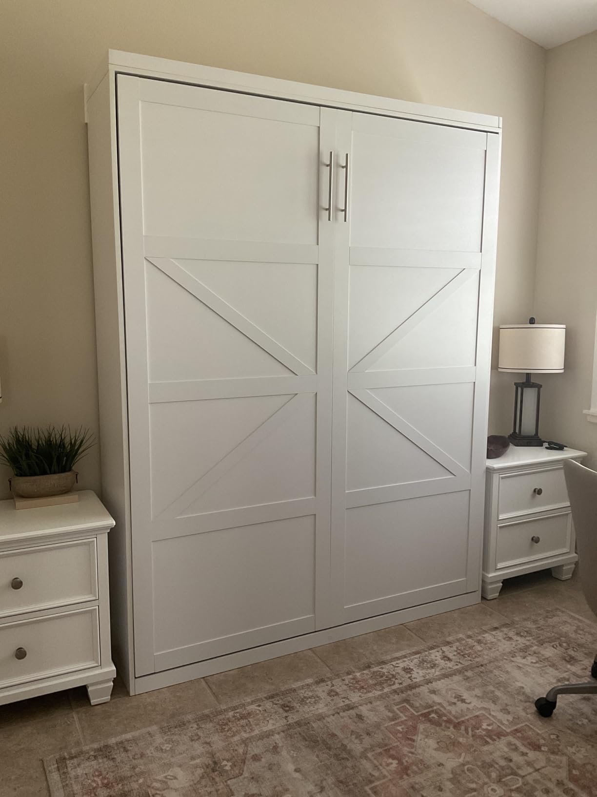 ROOMTEC Full Size Murphy Wall Bed, White, Space-Saving Furniture Bed Frame for Bed Room, Guest Room, Home Office customer photo 1