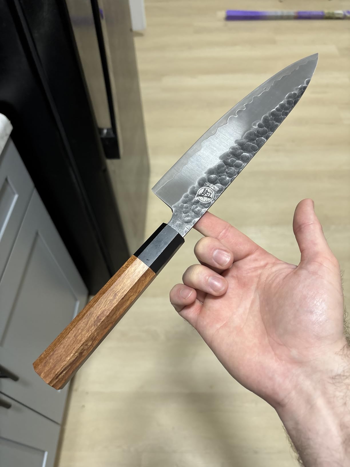 MITSUMOTO SAKARI 4-Piece Japanese Chef Knife Set, 9Cr18MoV Steel | Gyuto, Santoku, Nakiri and paring knives, 3-layer 9Cr18MoV steel, rosewood handles, sandalwood box customer photo 2