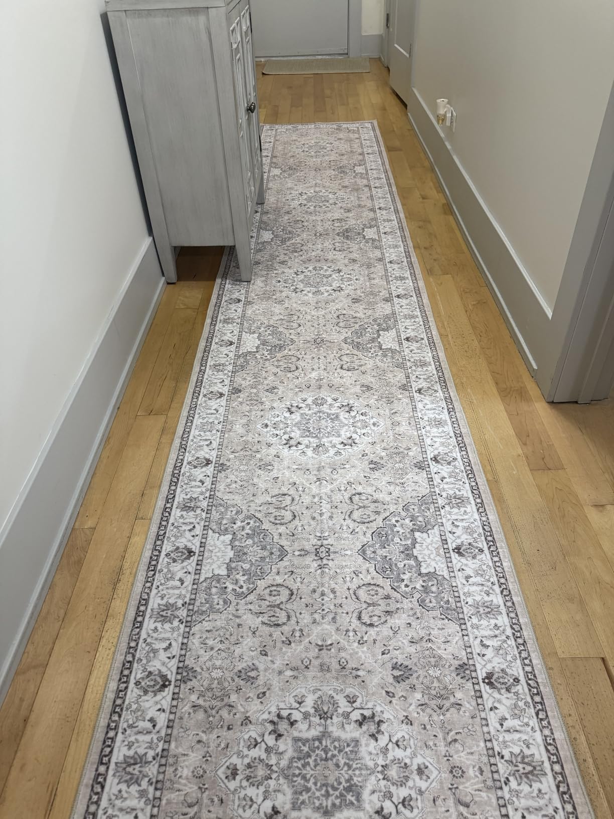 2x6 Hallway Washable Runner Rug: Vintage Soft Kitchen Laundry Runner with Non Slip Backing Farmhouse Entryway Living Room Floor Mat Stain Resistant Carpet for Bedroom Bathroom Distressed Beside Rug customer photo 1