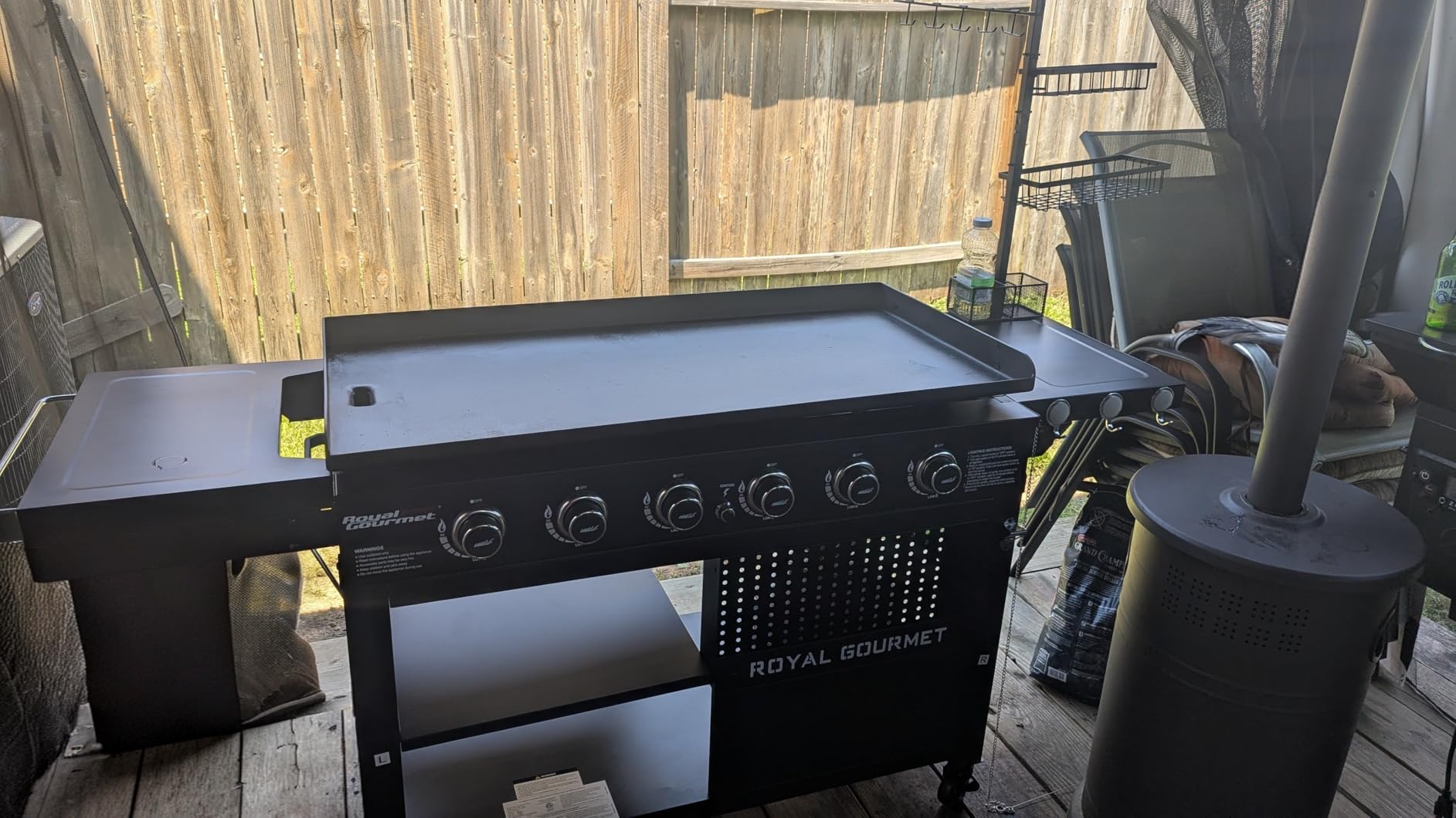 Royal Gourmet GB6000 6 Burner Propane Gas Griddle with Folding Side Tables, 44-Inch Flat Top Grill with Double-Layer Bottom Shelves for Outdoor Party or Backyard Barbecue, Black customer photo 1