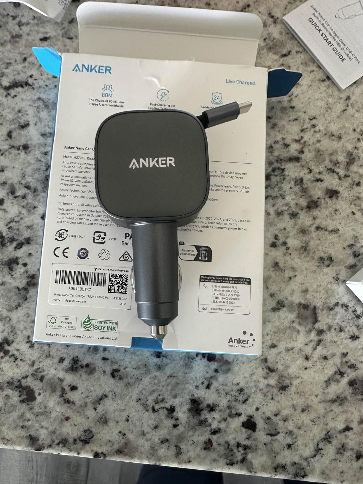Anker Retractable USB-C Car Charger, 75W Max Fast Charging with Built-in Retractable Cable Car Adapter, Car Accessories for iPhone 17/16 Series, Galaxy S25/S24, MacBook Pro/Air, iPad, and More customer photo 2