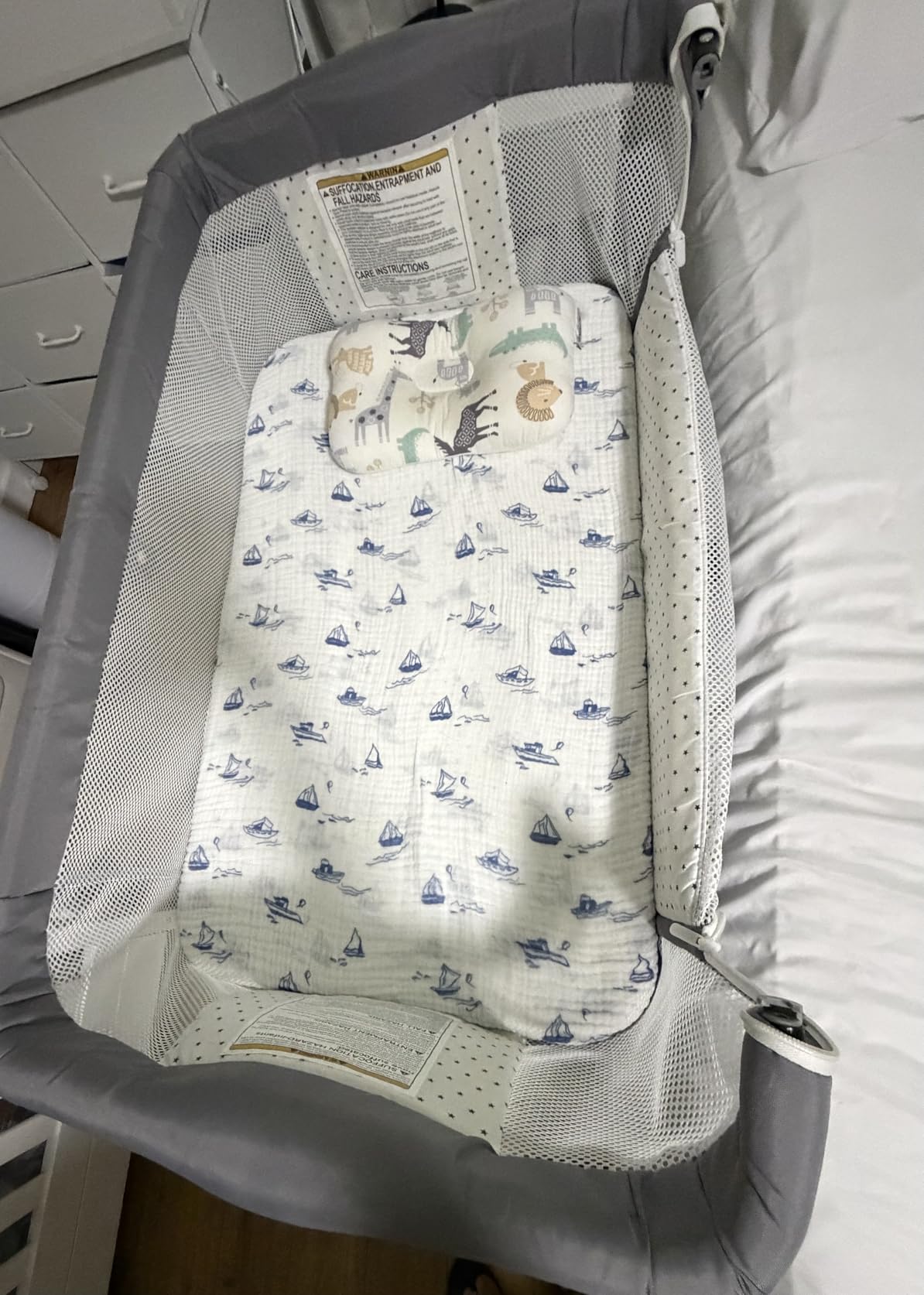 Bedside Bassinet for Baby, 3 in 1 Breathable Mesh Baby Bassinet, 6 Height Adjustable, Easy to Assemble, Bassinet Bedside Sleeper with Wheels, Mosquito Net, Storage Basket, Bassinets for Newborn Baby customer photo 1