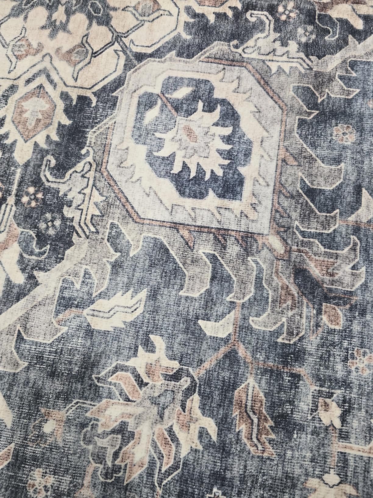 AMADA HOMEFURNISHING 8x10 Washable Area Rug, Low-Profile with Non-Slip Backing & Durable Edge Binding, Vintage Large Rugs for Living Room, Bedroom, Dining Room, Blue customer photo 2