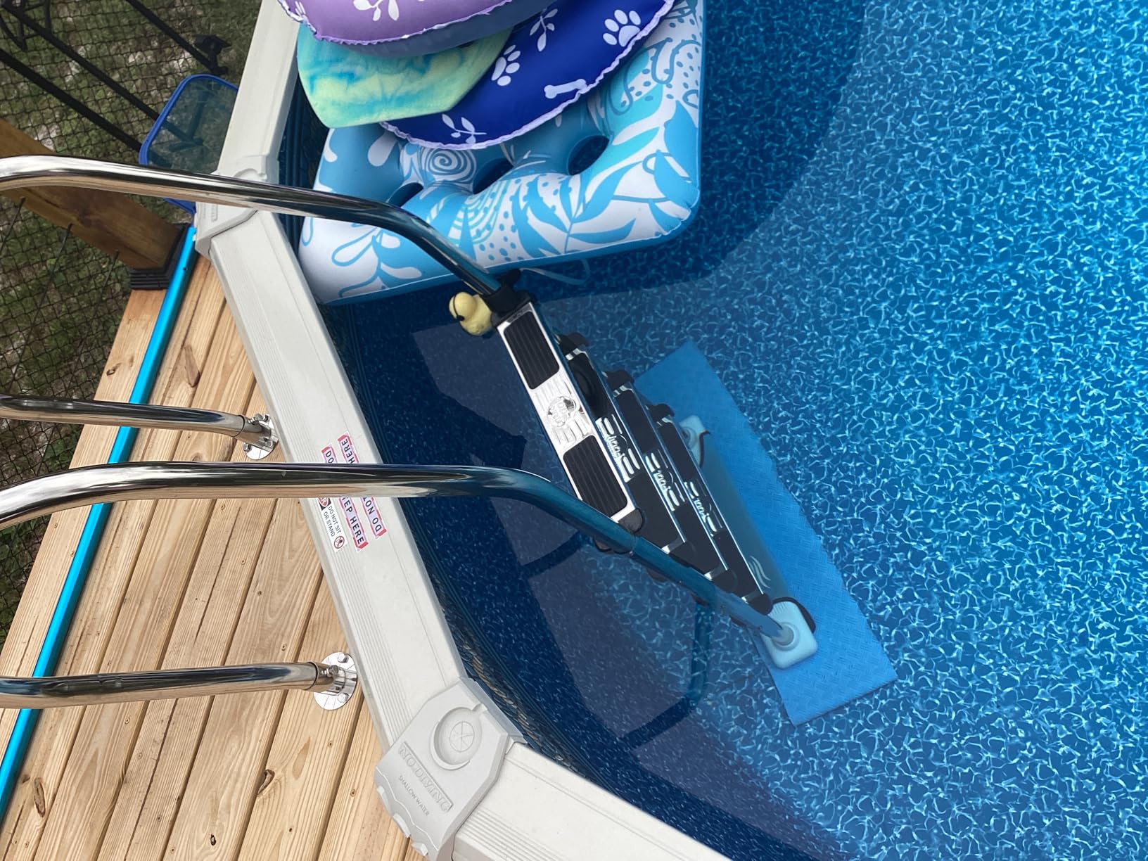 FibroPool 4-Step Above Ground Pool Ladder - 76 in Stainless Steel, Deck Mounted, Non-Slip Steps, 250 lb Capacity, Hardware Included, Fits Wood Pool Deck customer photo 1