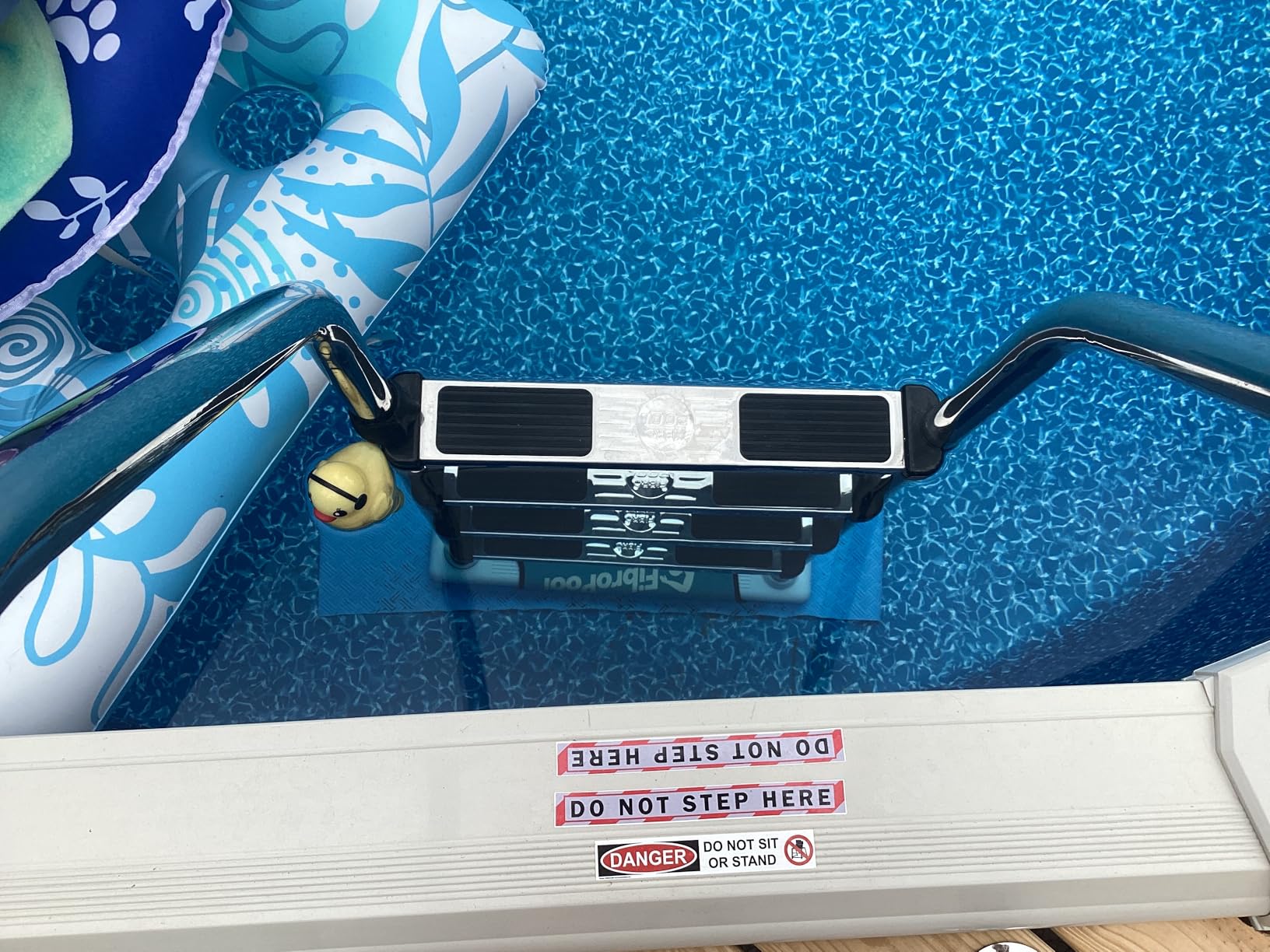 FibroPool 4-Step Above Ground Pool Ladder - 76 in Stainless Steel, Deck Mounted, Non-Slip Steps, 250 lb Capacity, Hardware Included, Fits Wood Pool Deck customer photo 2