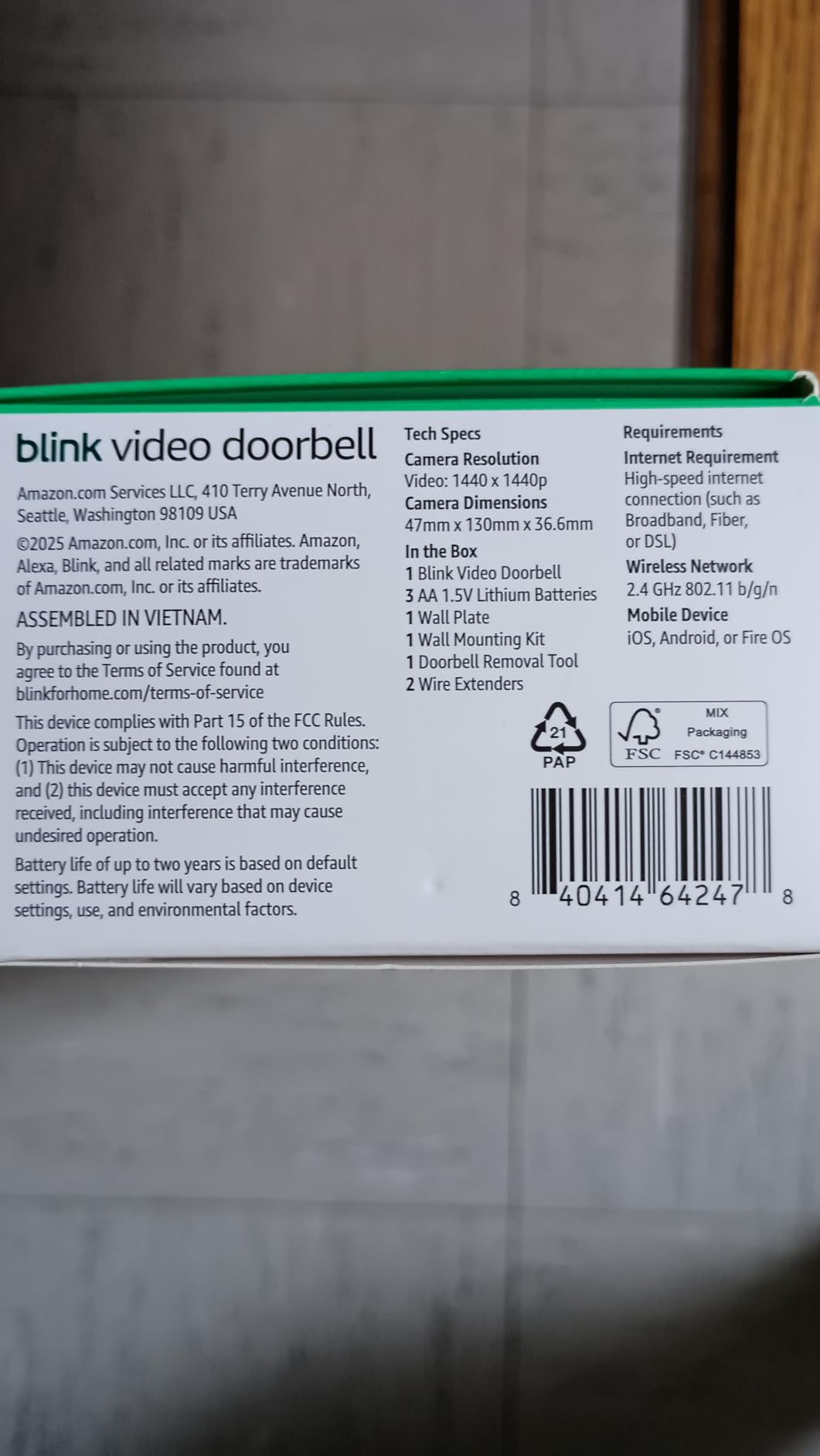 Blink Video Doorbell - Head-to-toe HD view, two-year battery life, and simple setup. Required Sync Module not included - Add-On (Black) customer photo 2