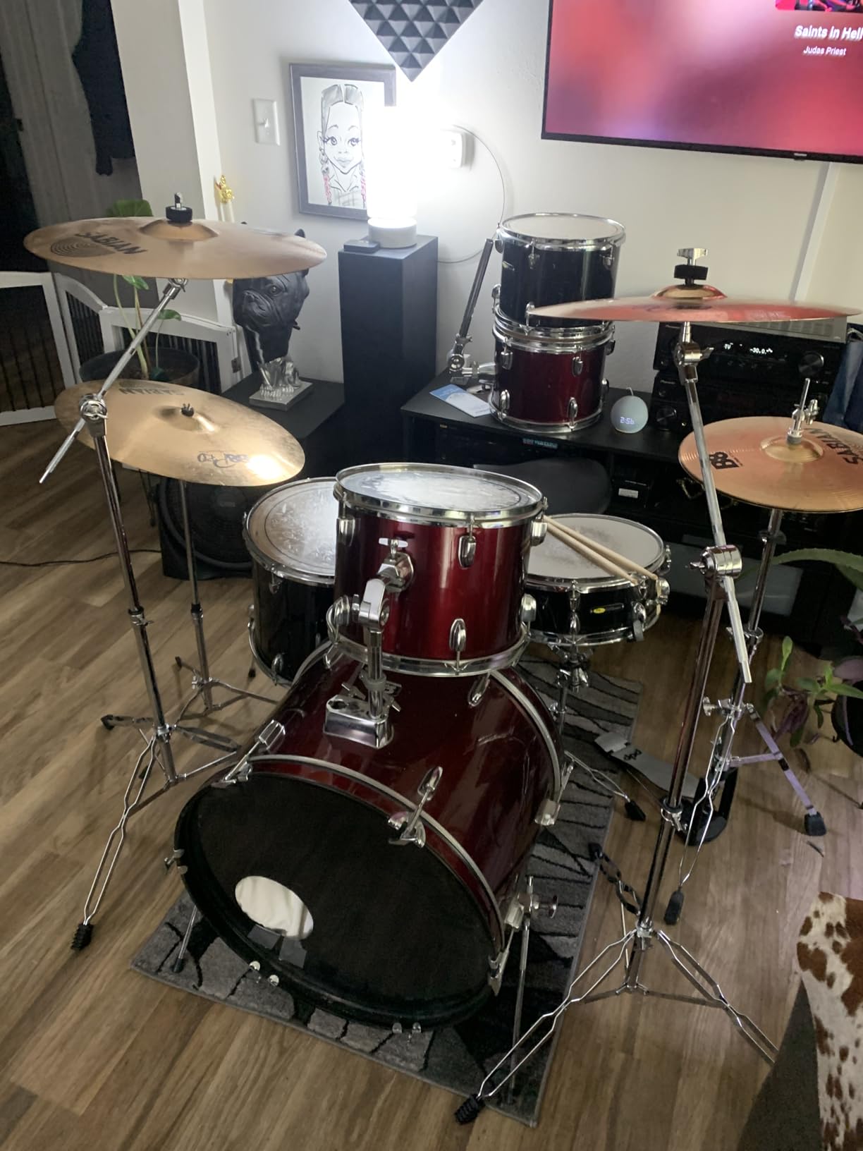 Straight Cymbal Stand + Boom Cymbal Stand + Hi Hat Stand + Snare Drum Stand + Drum Sticks Holder,Adjustable Drum Hardware Percussion Mount Holder Gear Set for Crash, Ride, Splash Cymbal (5 Pack Set) customer photo 2