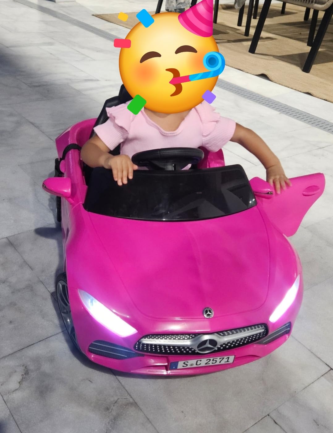 Licensed Mercedes-Benz CLS 350 12V Ride On Car Truck for Kids, Ride on Toys for Toddlers w/Parent Control, Spring Suspension, Power Wheels for Girls w/Bluetooth, Music, LED Lights (Pink) customer photo 1