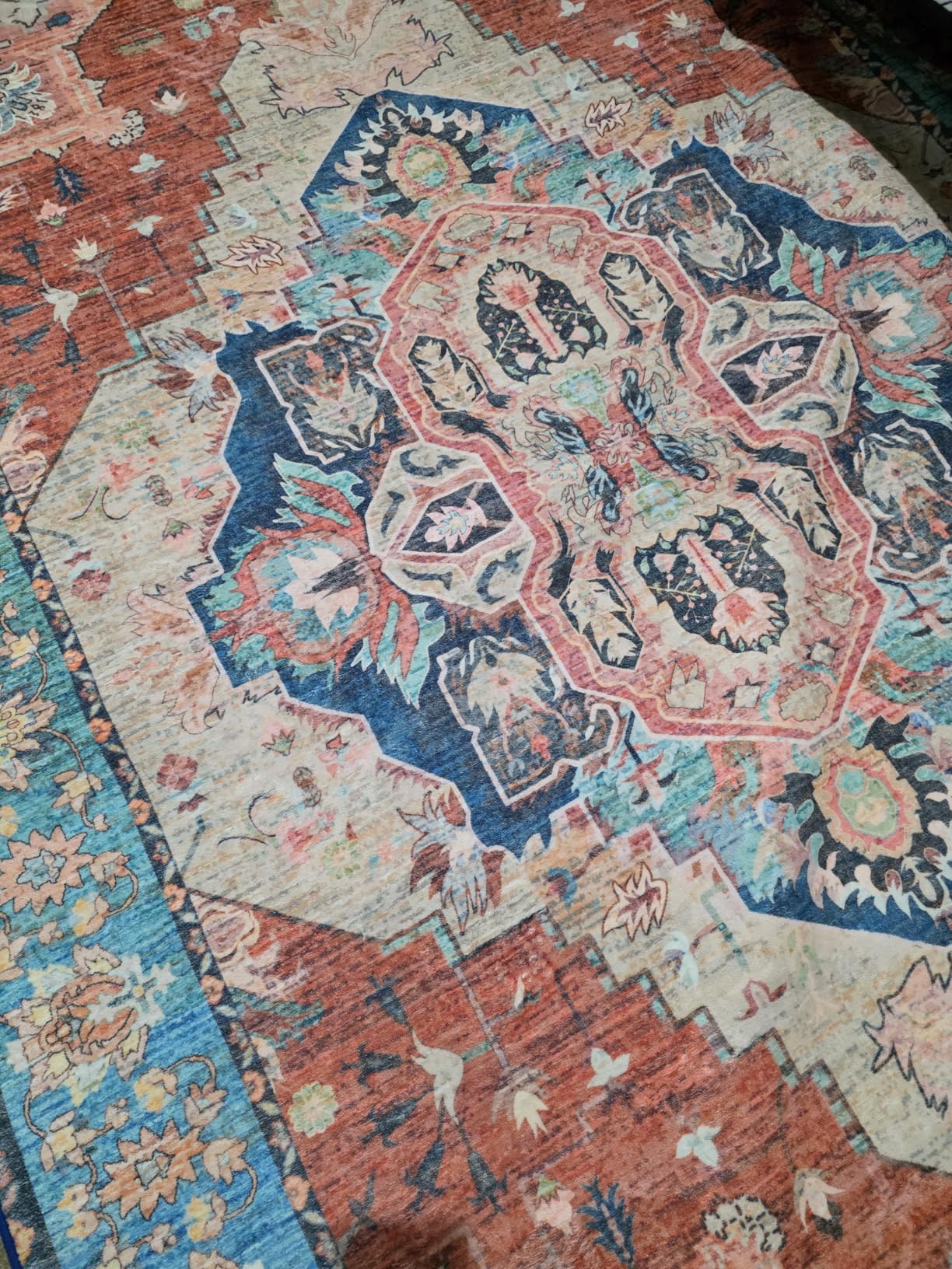 Beglad Washable Area Rugs 5x7, Low Pile Soft Vintage Distressed Rug for Bedroom, Living Room, Dining Room, Non-Slip, Low Pile, Rust Brown customer photo 1