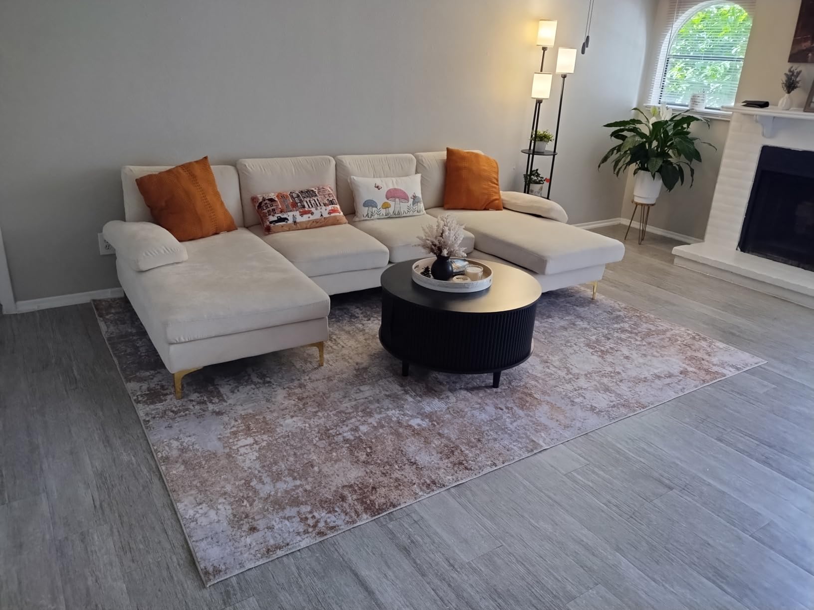 Tortania Washable 6x9 Area Rug for Living Room: Modern Abstract Neutral Large Soft Thin Rugs - Non Slip Indoor Carpet for Bedroom Dining Room Office Nursery Home Floor Decoration - Brown Grey customer photo 2