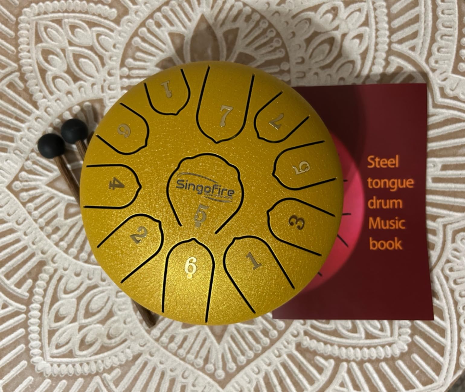 SINGOFIRE 12-Notes Handpan Drum, Handpan Drums for Adults, 22-Inch 440Hz D Minor Kurd, HandPan Instrument with Soft Handpan Bag, 2 Mallets, Handpan Stand and Dust-Free Cloth (Purple) customer photo 2