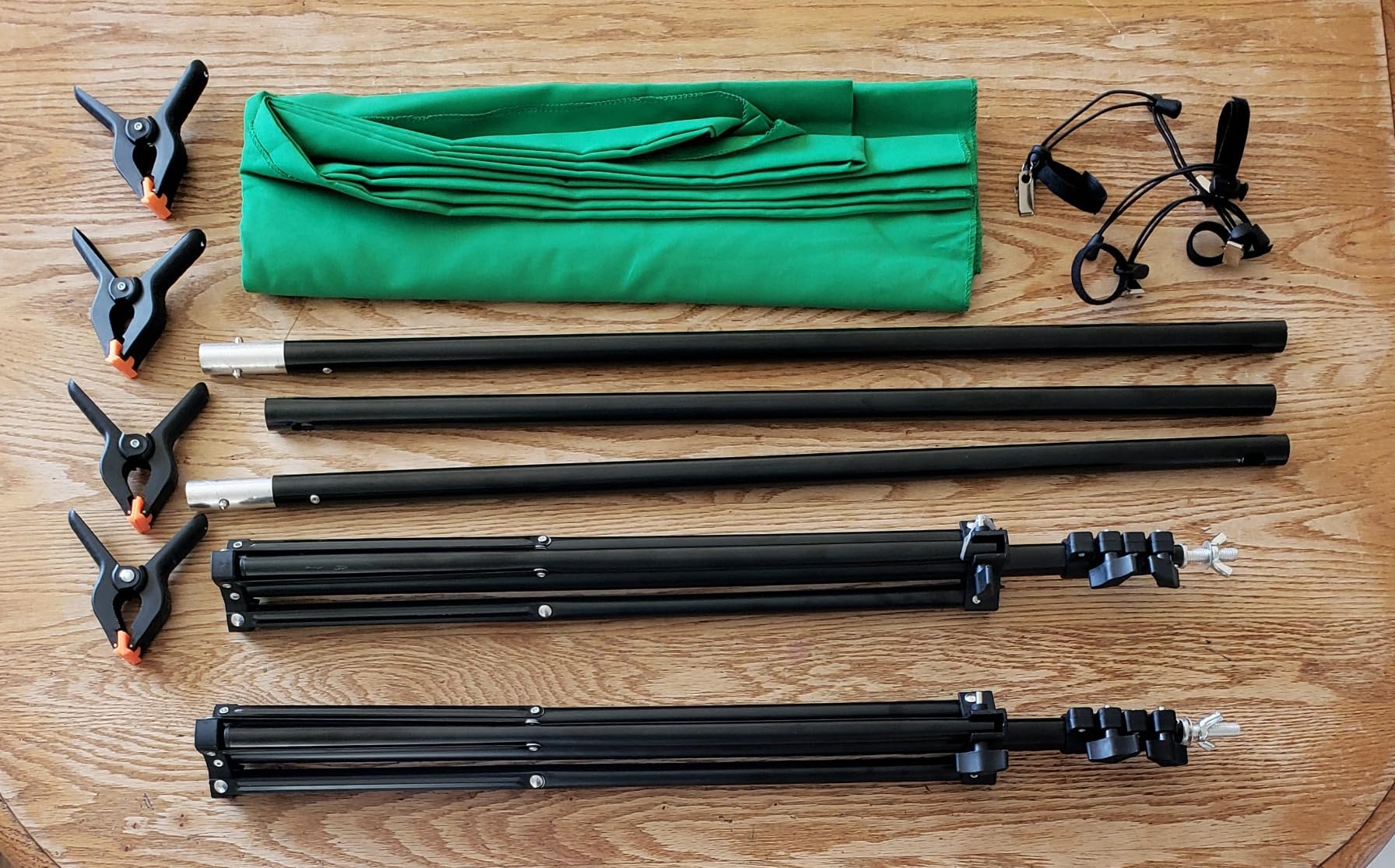 2 in 1 Green Backdrop Stand Kit, 6.5x6.5 ft Portable Dual Rod Stand kit with 6x7ft Green Backdrop-Premium Polyester for Video Streaming, Portrait Photoshoot, Wall Mounted, Parties customer photo 1