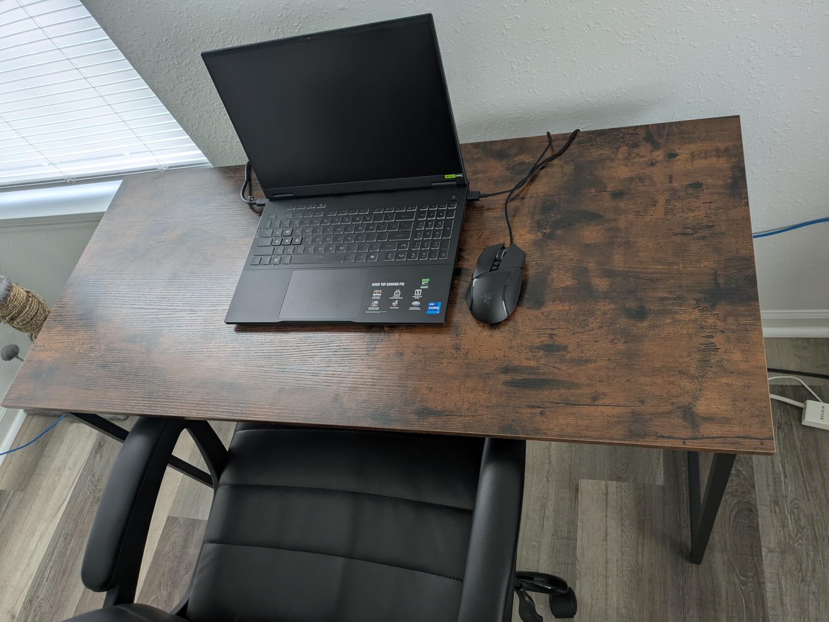 Sweetcrispy Computer Office Desk 48 Inch Student Study Writing Work with Metal Frame Wood Tabletop Modern Simple PC Home Bedroom Table - Basic Black, Compact Sturdy Desk for Laptop, Study, Gaming customer photo 1