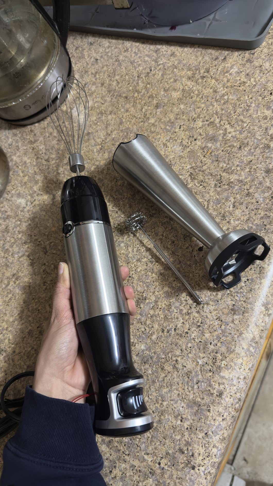Immersion Blender Handheld 1100W 3 in 1 Corded Stick Hand Blenders for Kitchen with Trigger Speed Control, with Whisk, Milk Frother Attachemnts, Perfect Emulsifier for Soup, Smoothie, Puree customer photo 1