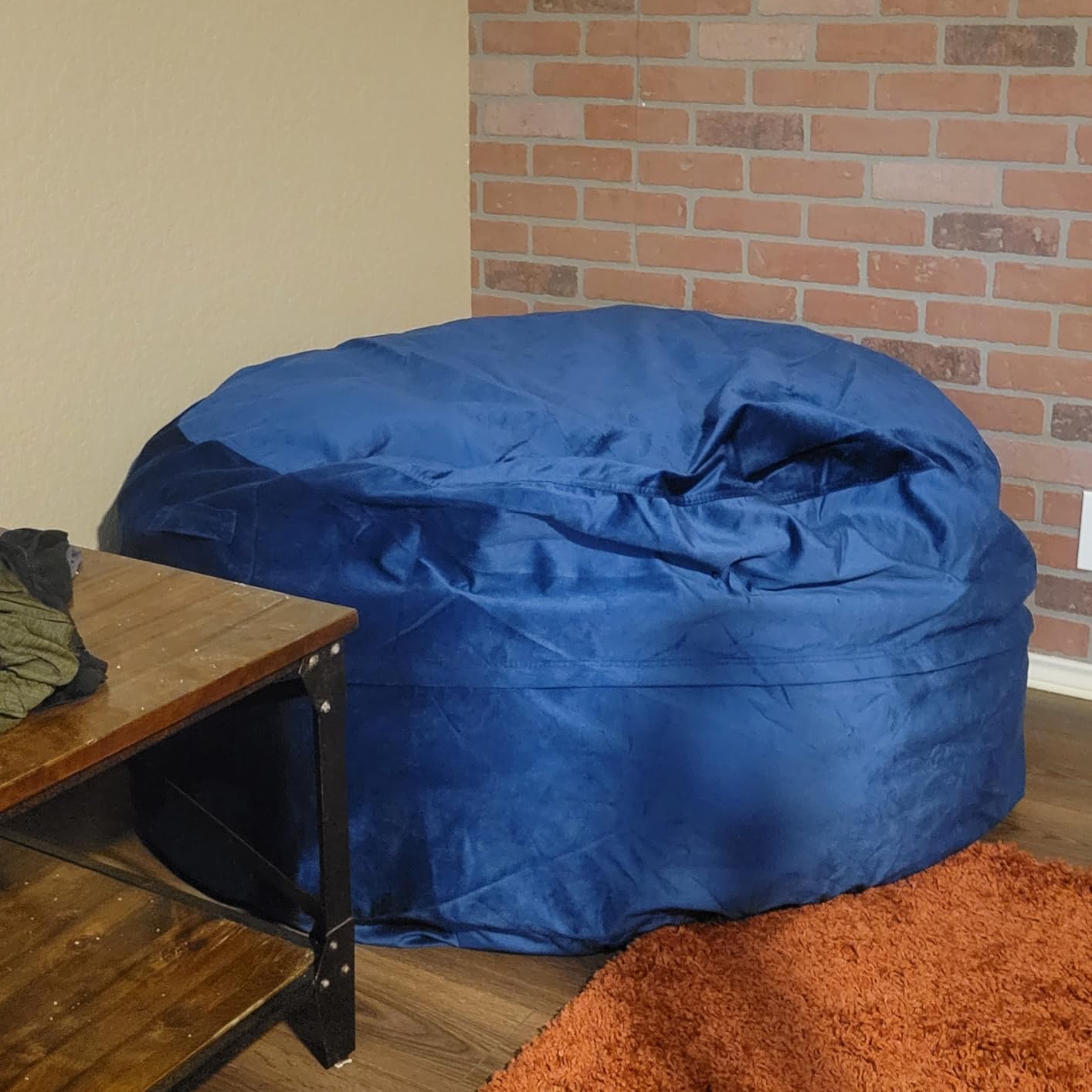 Homguava 2FT Bean Bag Chair: 2' Bean Bags with Memory Foam Filled,Comfy Beanbag Chairs Round Bean Bag Sofa with Dutch Velvet Cover-2FT-28 x28 x22,Lime customer photo 1