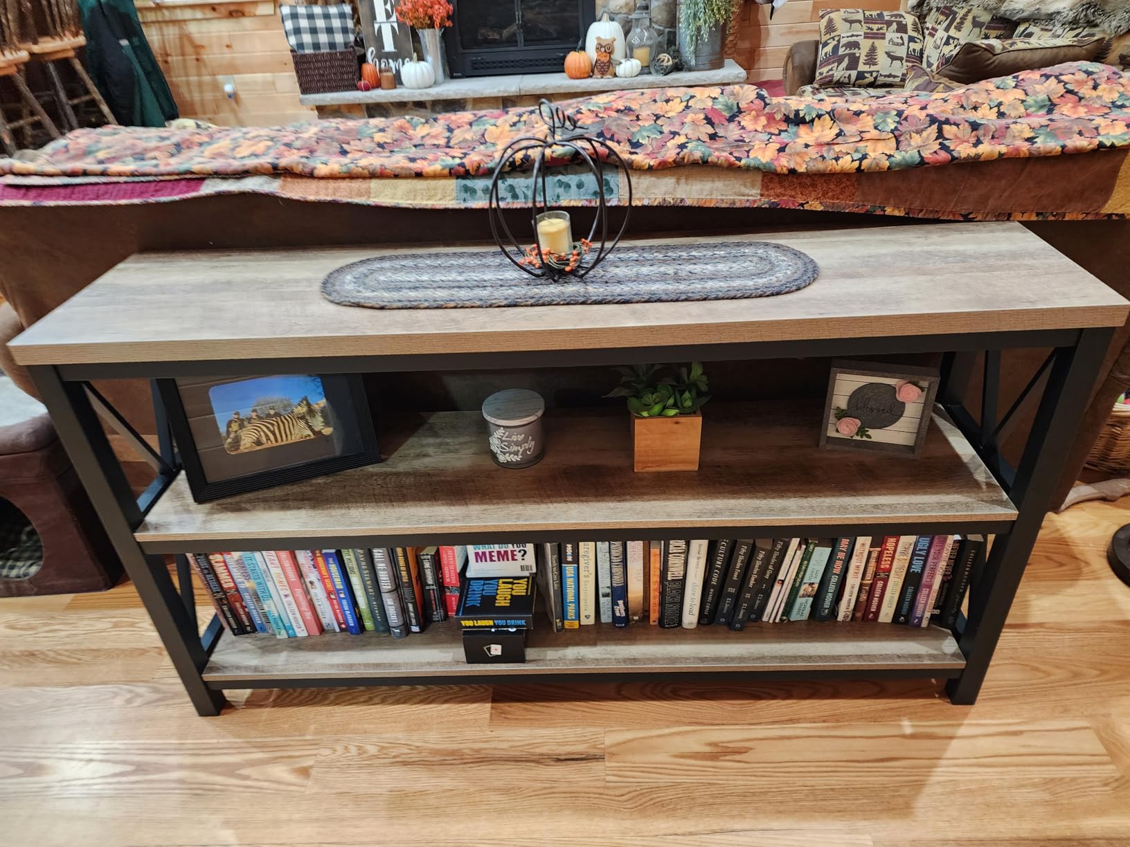 FATORRI Console Table for Entryway, Modern Entry Table with 3 Tier Shelves, Couch Tables Behind Sofa for Living Room (55 Inch, Dark Walnut) customer photo 2
