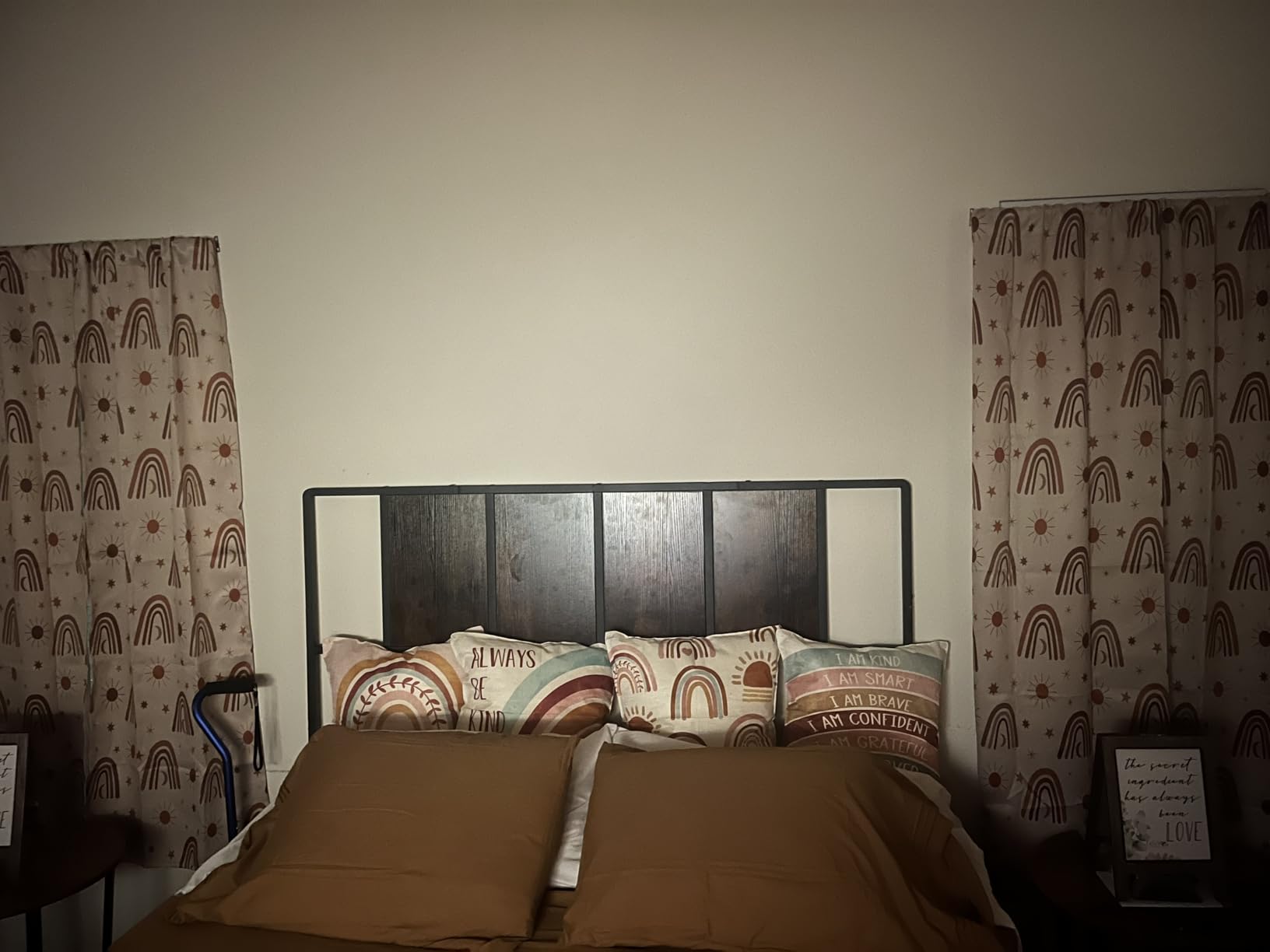 MAHANCRIS Queen Size Headboard Only, Metal Headboard with Adapters, Minimalist Industrial Style for Queen Size Beds, Black customer photo 2