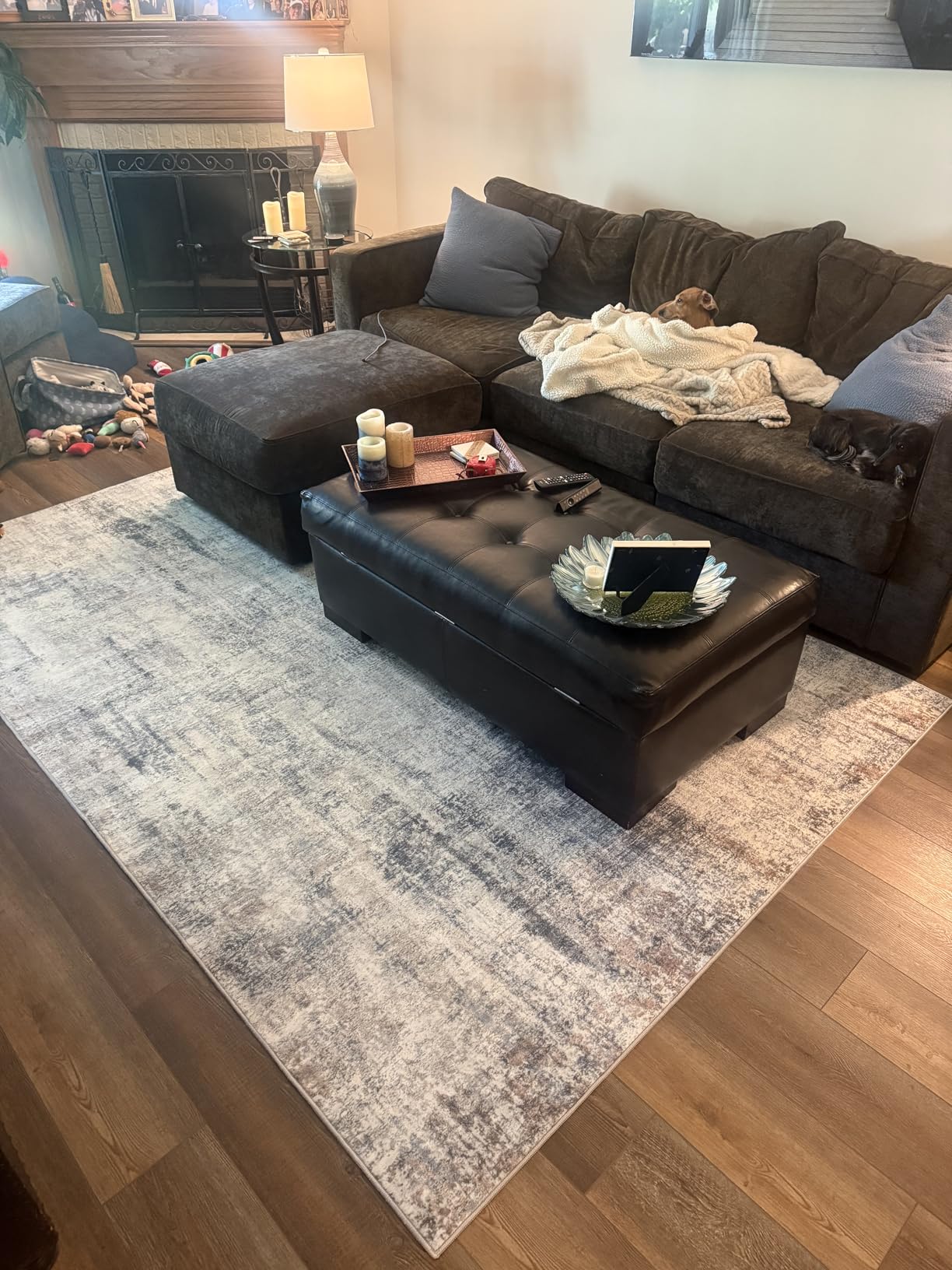 8x10 Area Rugs for Living Room: Washable Abstract Soft Rugs Non Slip Modern Stain Resistant Low Pile Carpet for Dining Room Bedroom Nursery Office (Multi Blue, 8'x10') customer photo 2