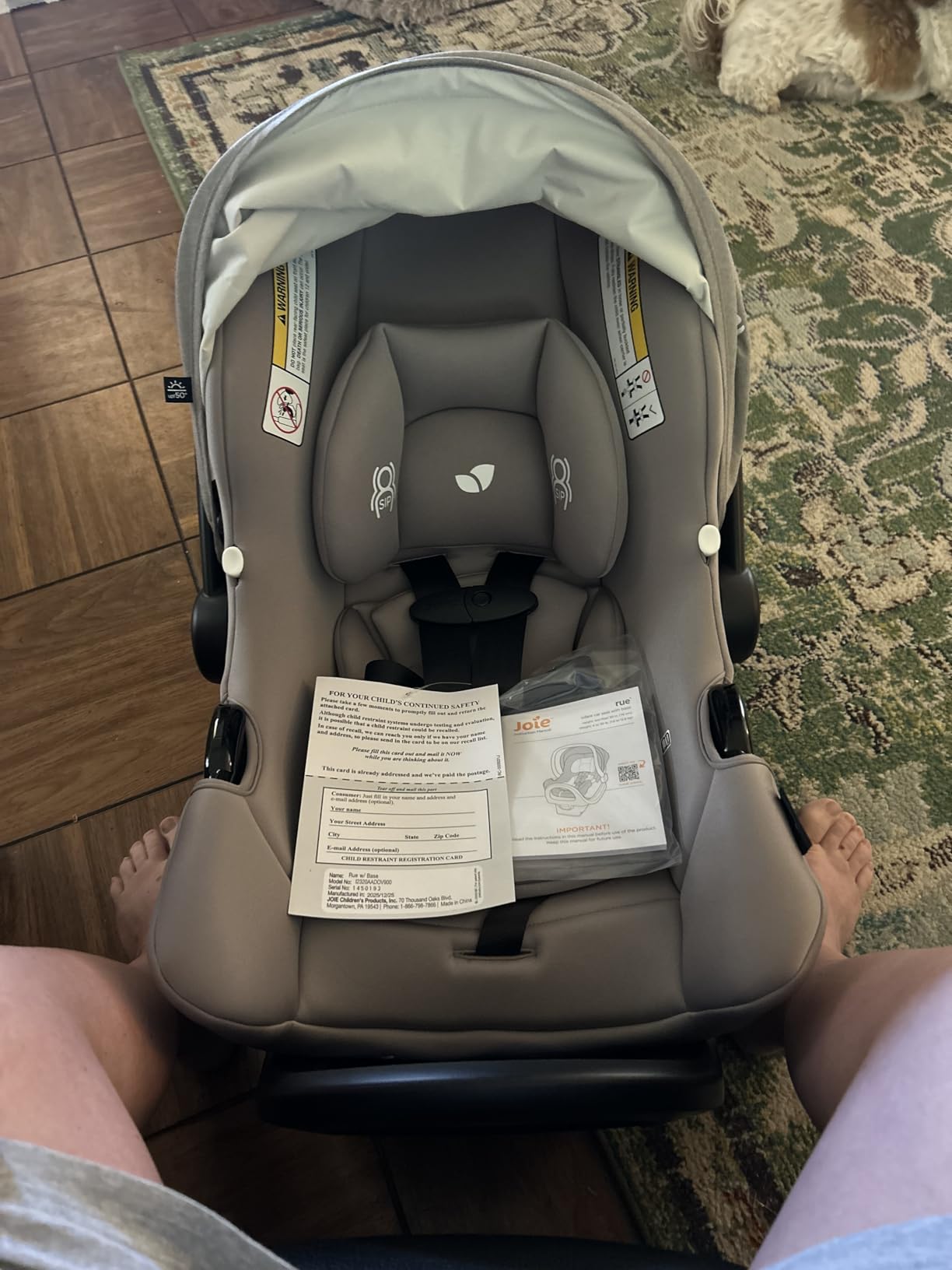 Joie Baby Rue Lightweight Infant Car Seat & Anti-Rebound Base, Side-Impact Protection, 5-Point Harness, UPF 50+ Canopy for Newborns and Infants, Dove customer photo 2